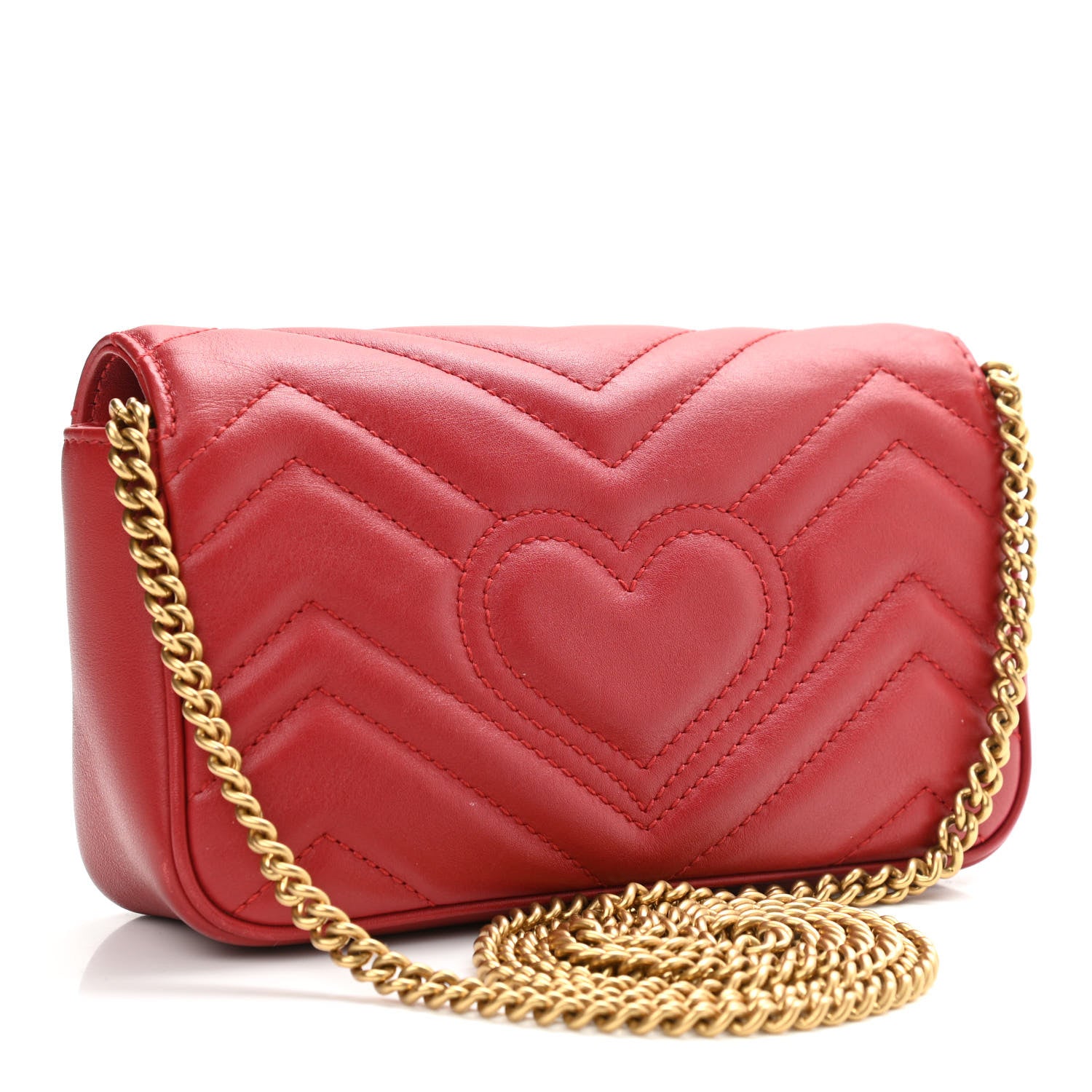 Gucci Calfskin Matelasse Super Mini GG Marmont Shoulder Bag Hibiscus Red 3 of 10