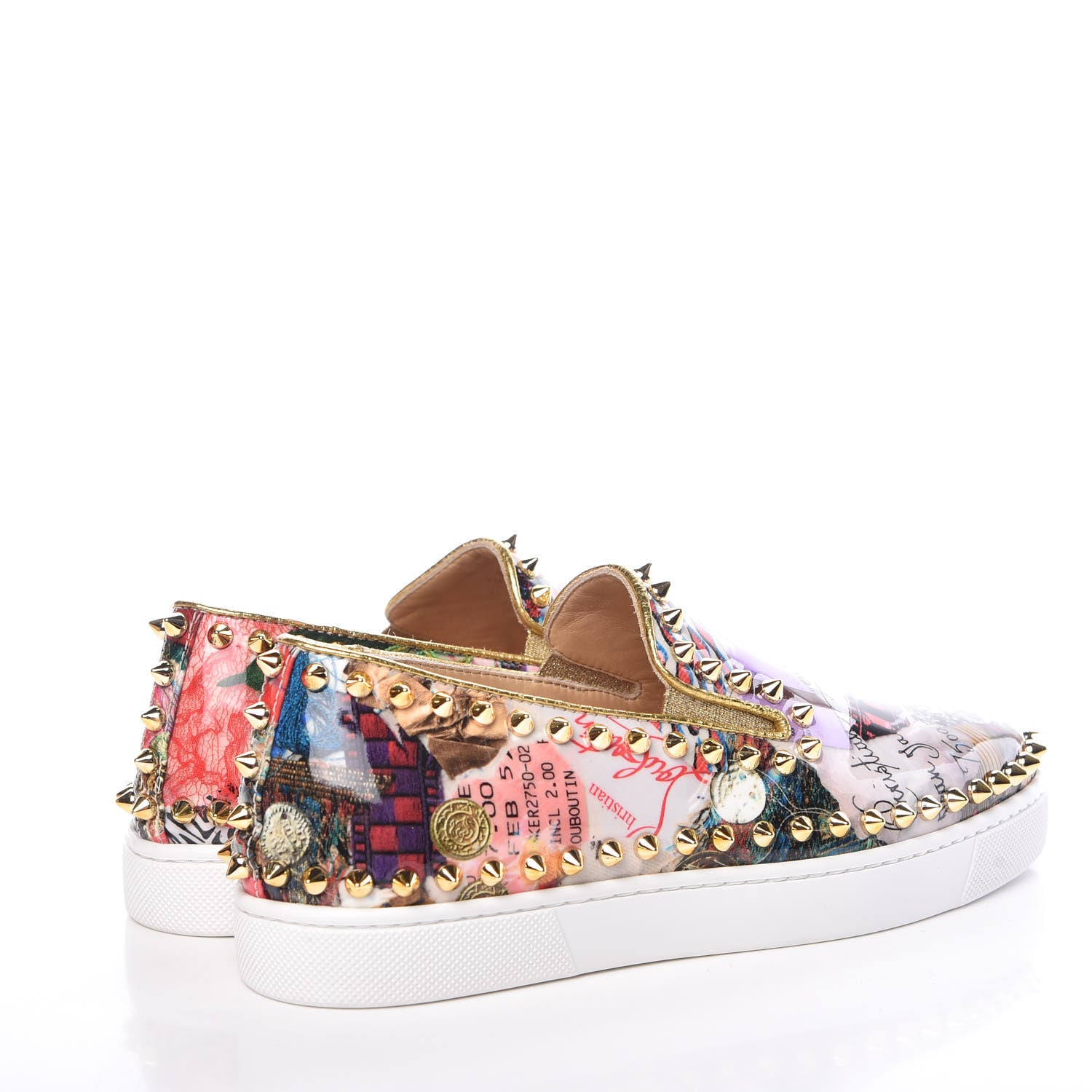 Christian Louboutin Patent Trash Studded Pik Boat Flat Loafers 34.5 Multicolor 4 of 9