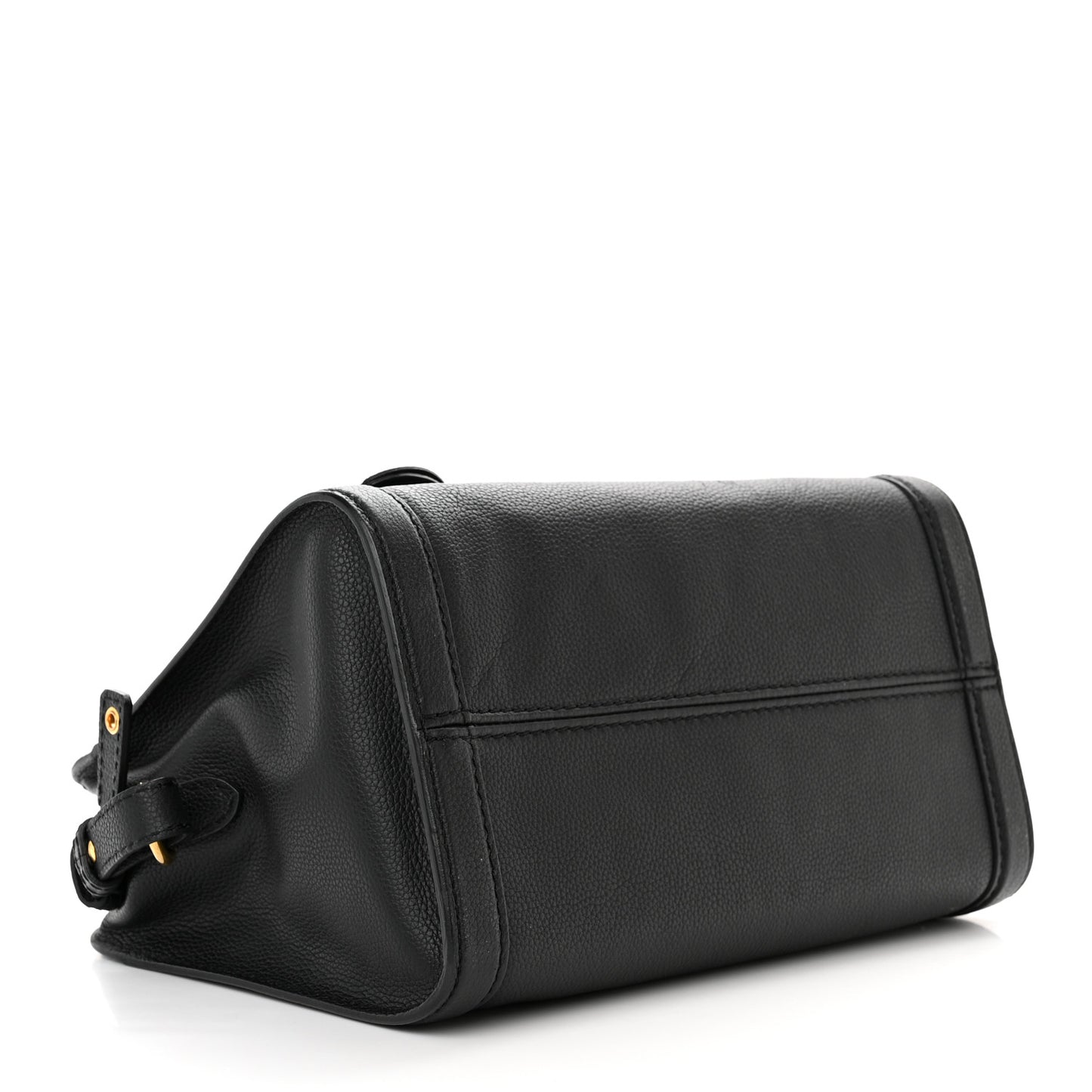 Pebbled Calfskin Small Skull Padlock Zip Around Tote Black
