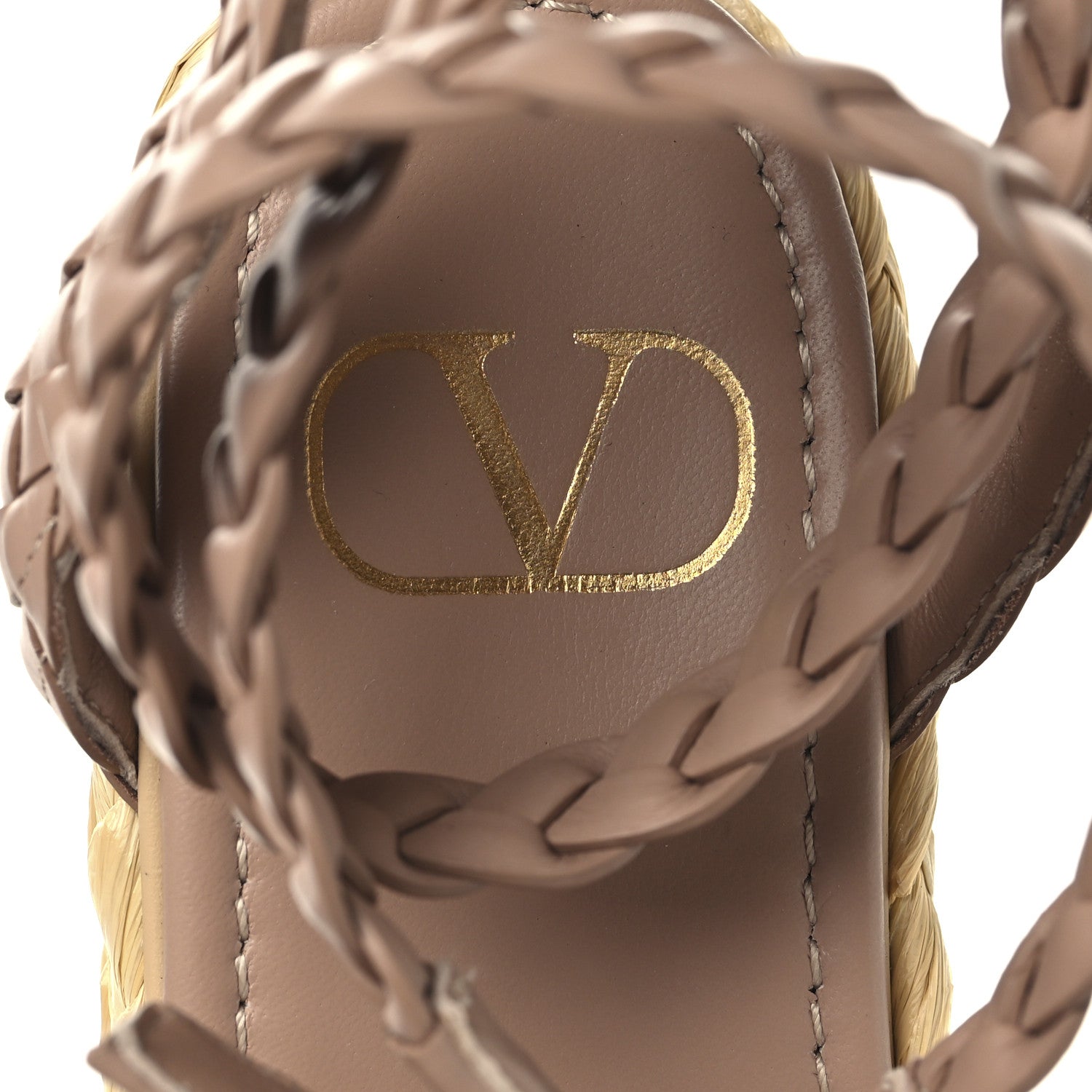 Valentino Garavani Pebbled Calfskin VLogo Ankle Wrap Espadrille 45/90mm Platform Wedge Sandals 37.5 Poudre 9 of 9