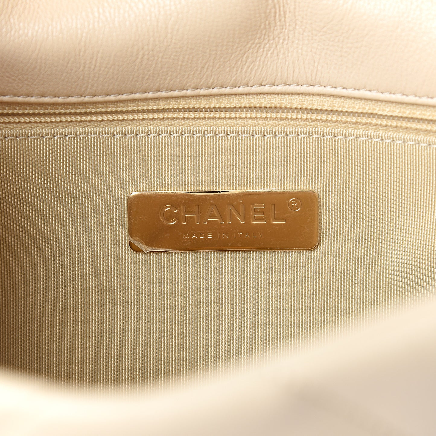 Goatskin Quilted Medium 19 Flap Beige
