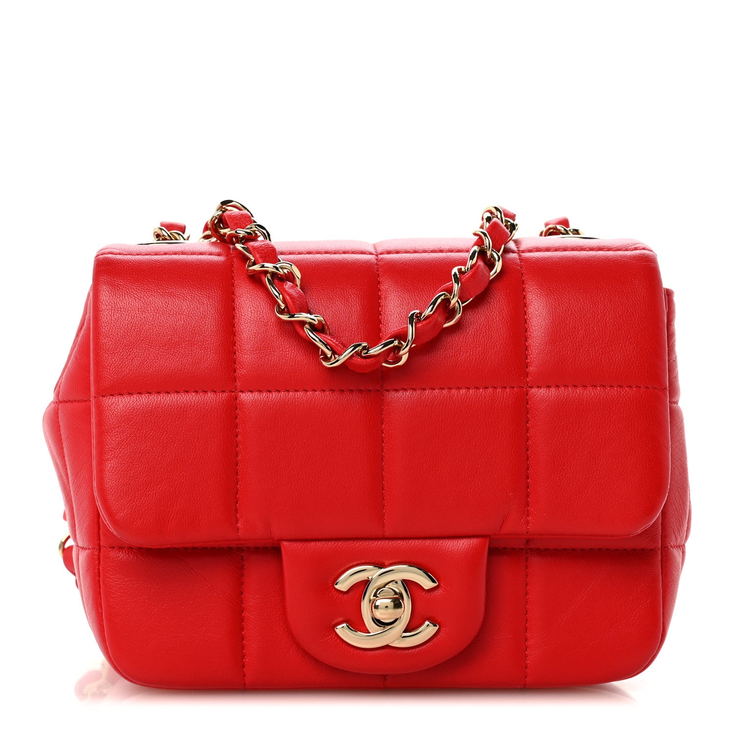 Chanel Lambskin Resin Crystal Square Quilted Monacoco Mini Flap Red 1 of 12