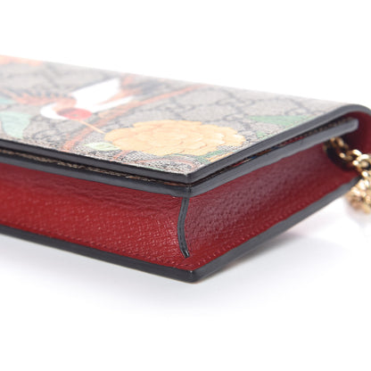 Gucci GG Supreme Monogram Tian Chain Wallet Beige Multicolor Red 10 of 11