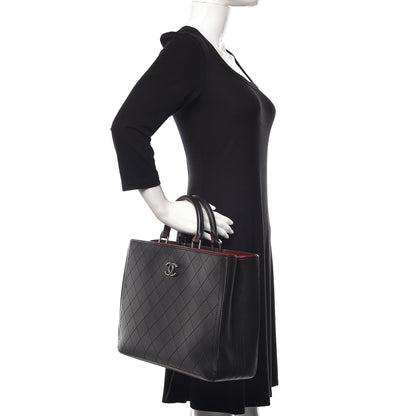 Chanel Bullskin Stitched Bi-Color Large Shopping Tote Black 2 of 10