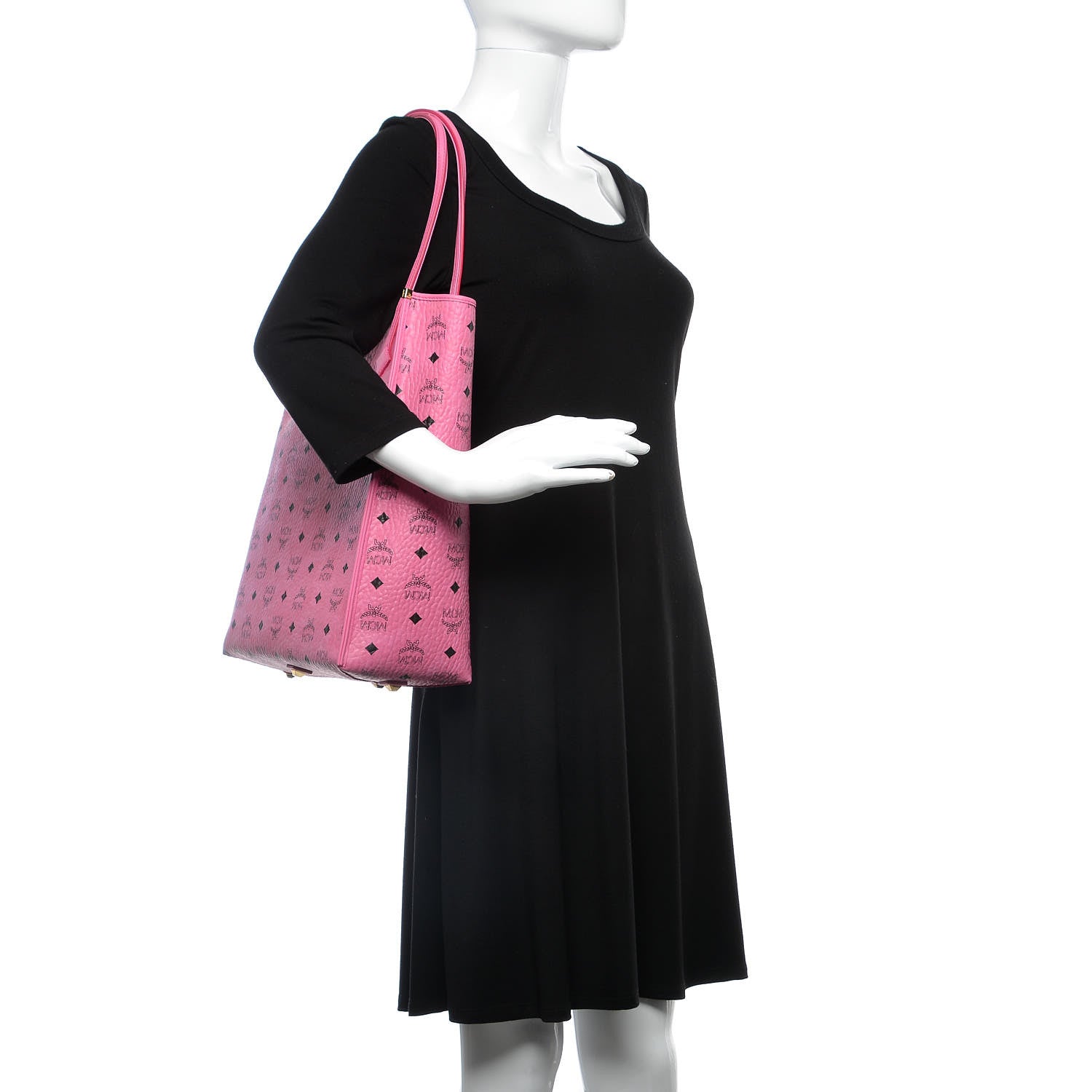 MCM Visetos Kira North South Shopper Tote Pink 2 of 9