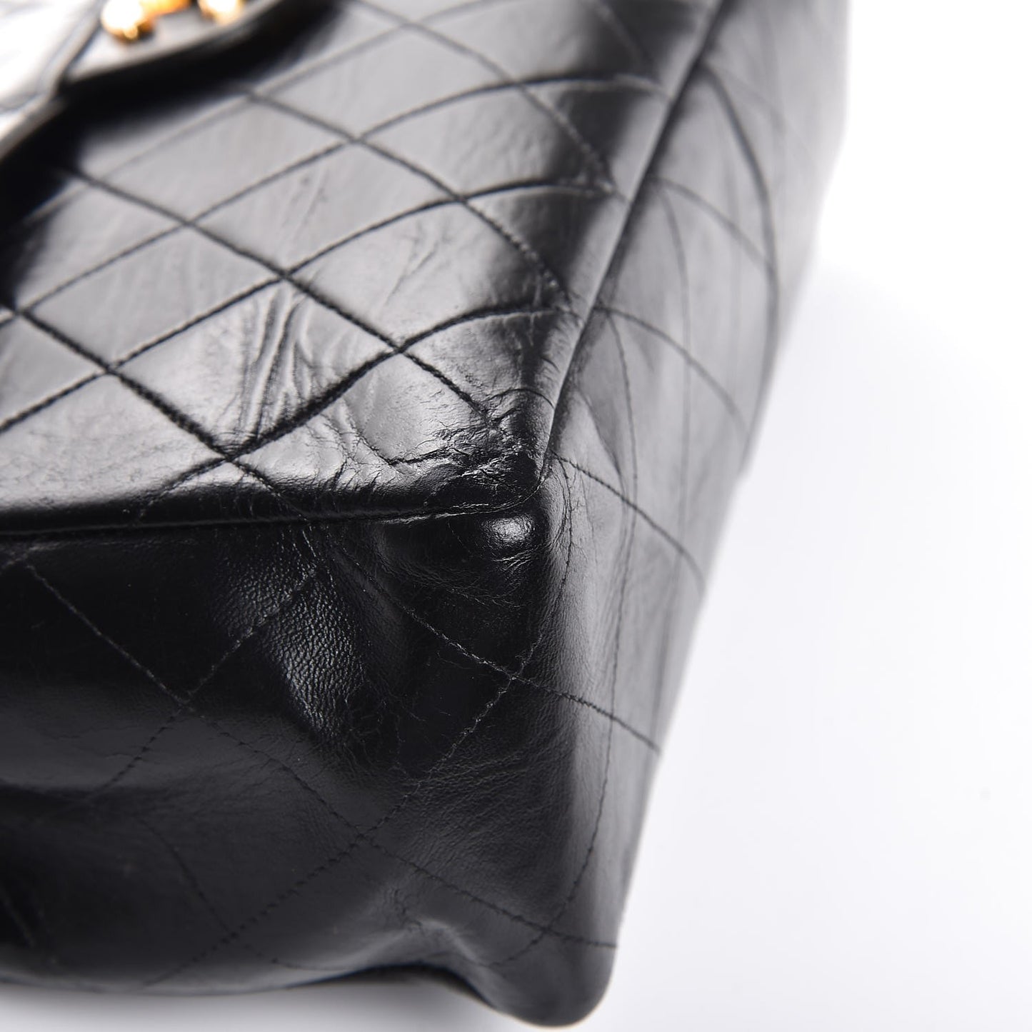 Lambskin Quilted Jumbo Single Flap Black