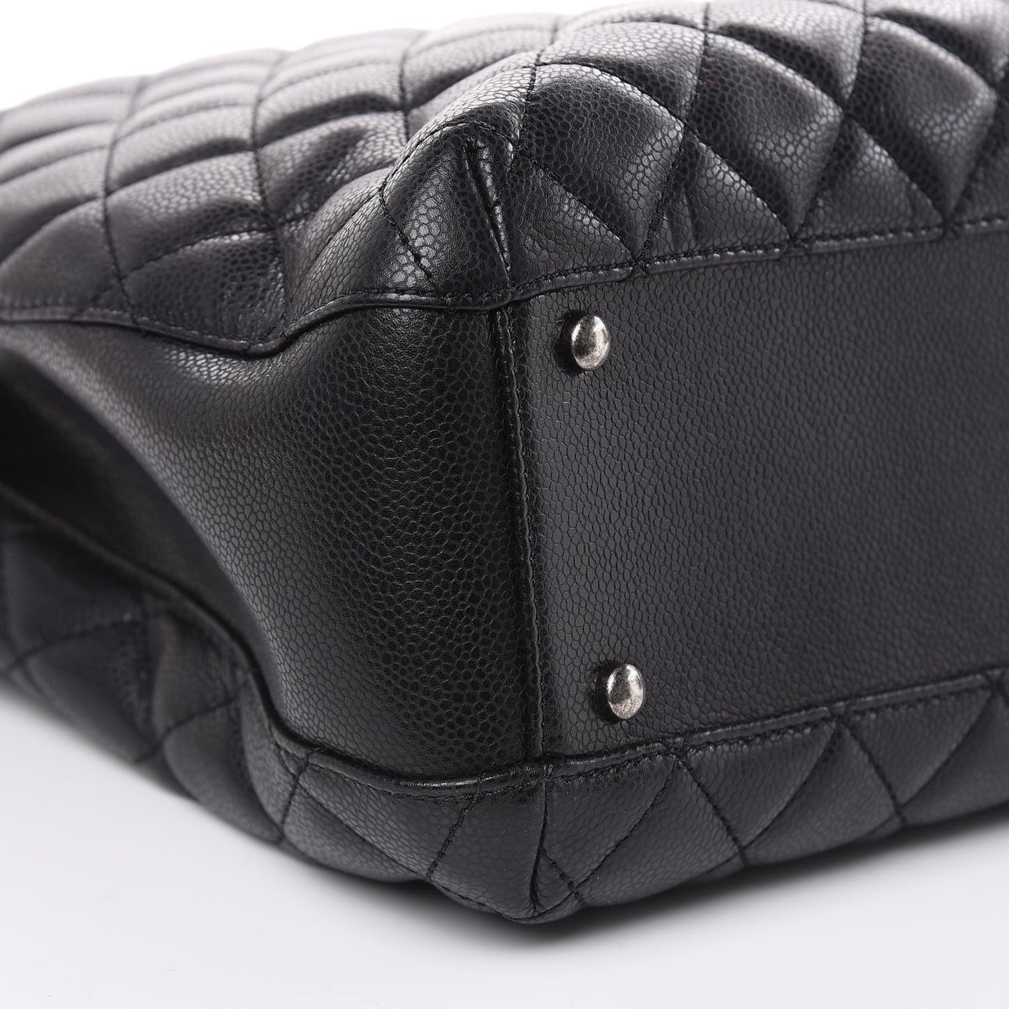 Caviar Quilted City Shopping Tote Black