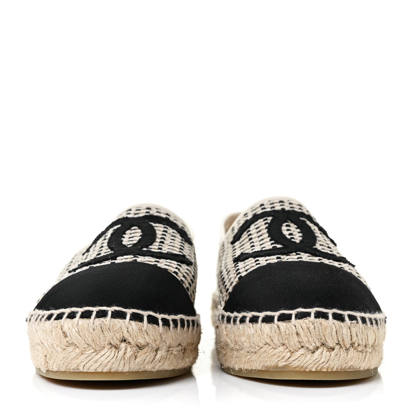 Mesh Grosgrain CC Espadrilles 39 Beige Black