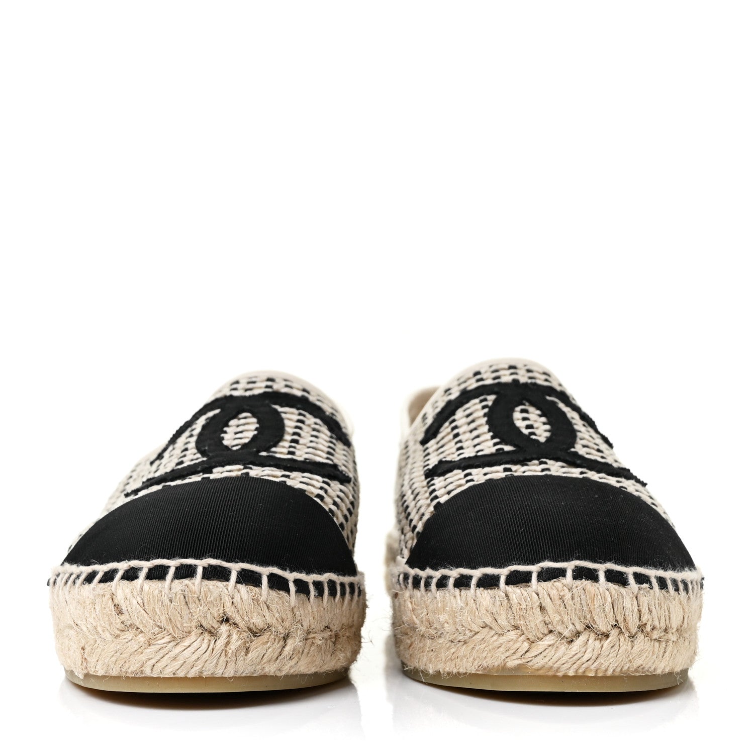 Chanel Mesh Grosgrain CC Espadrilles 39 Beige Black 2 of 8