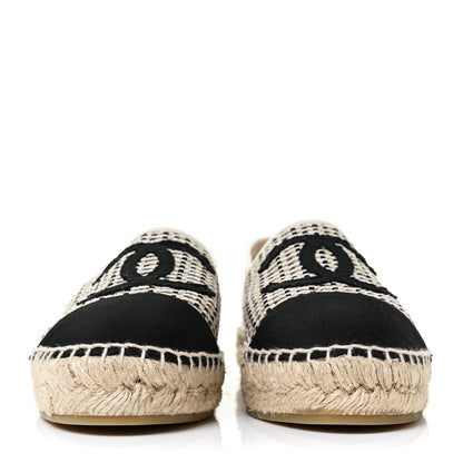 Chanel Mesh Grosgrain CC Espadrilles 39 Beige Black 2 of 8