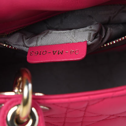 Christian Dior Lambskin Cannage Mini Lady Dior Fuchsia 7 of 13