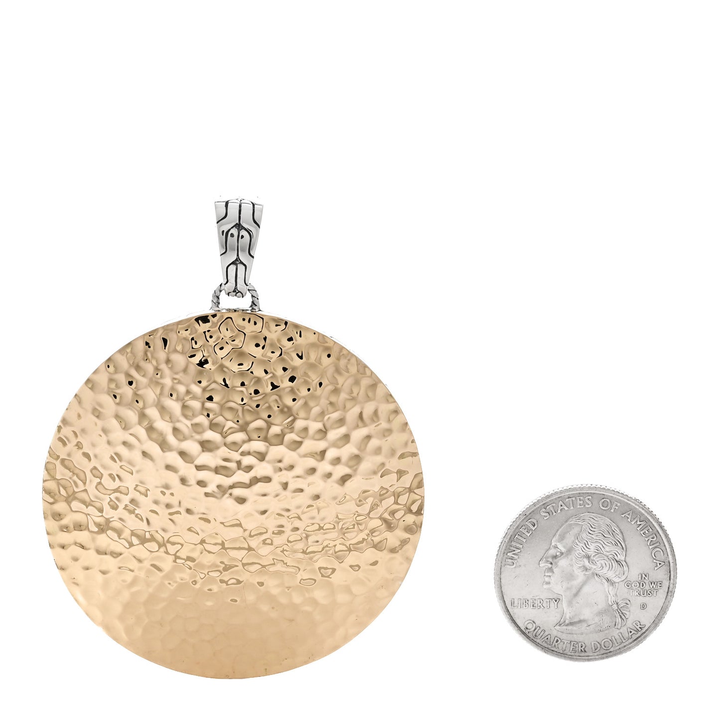 Sterling Silver 18K Yellow Gold Palu Hammered Disc Pendant