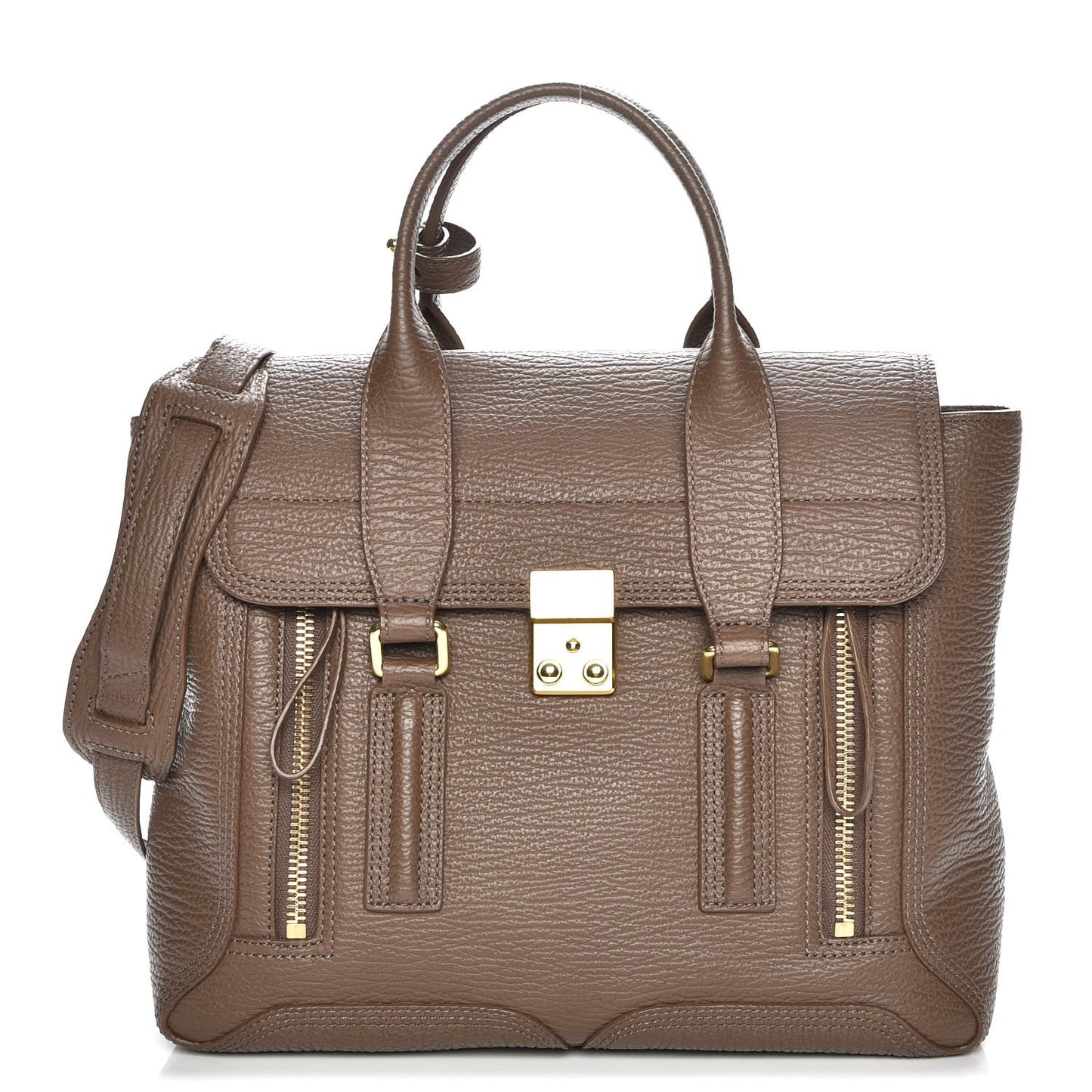 3.1 Textured Calfskin Medium Pashli Satchel Taupe