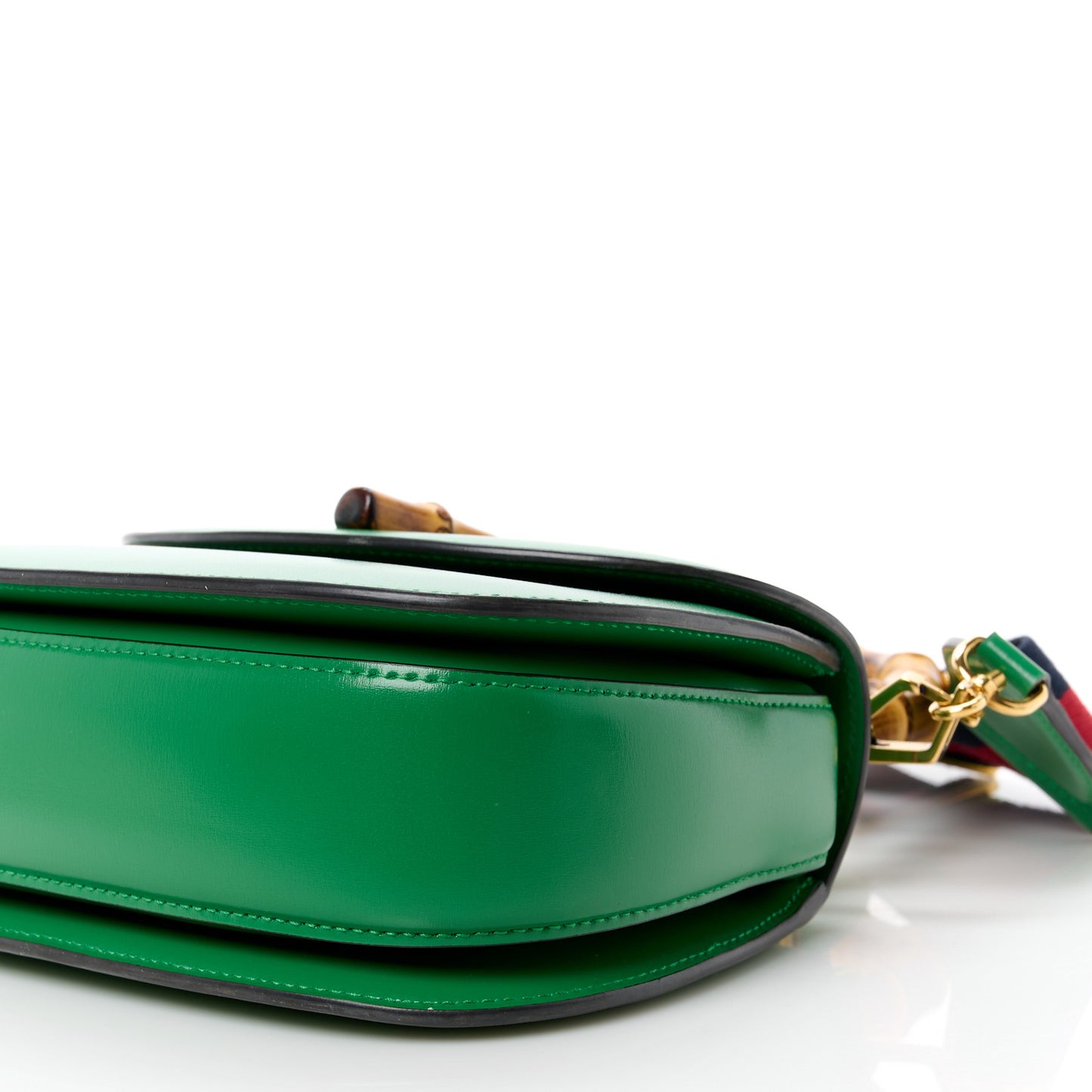 Boarded Dyana Lux Calfskin Web Small Bamboo 1947 Top Handle Bag Spring Green