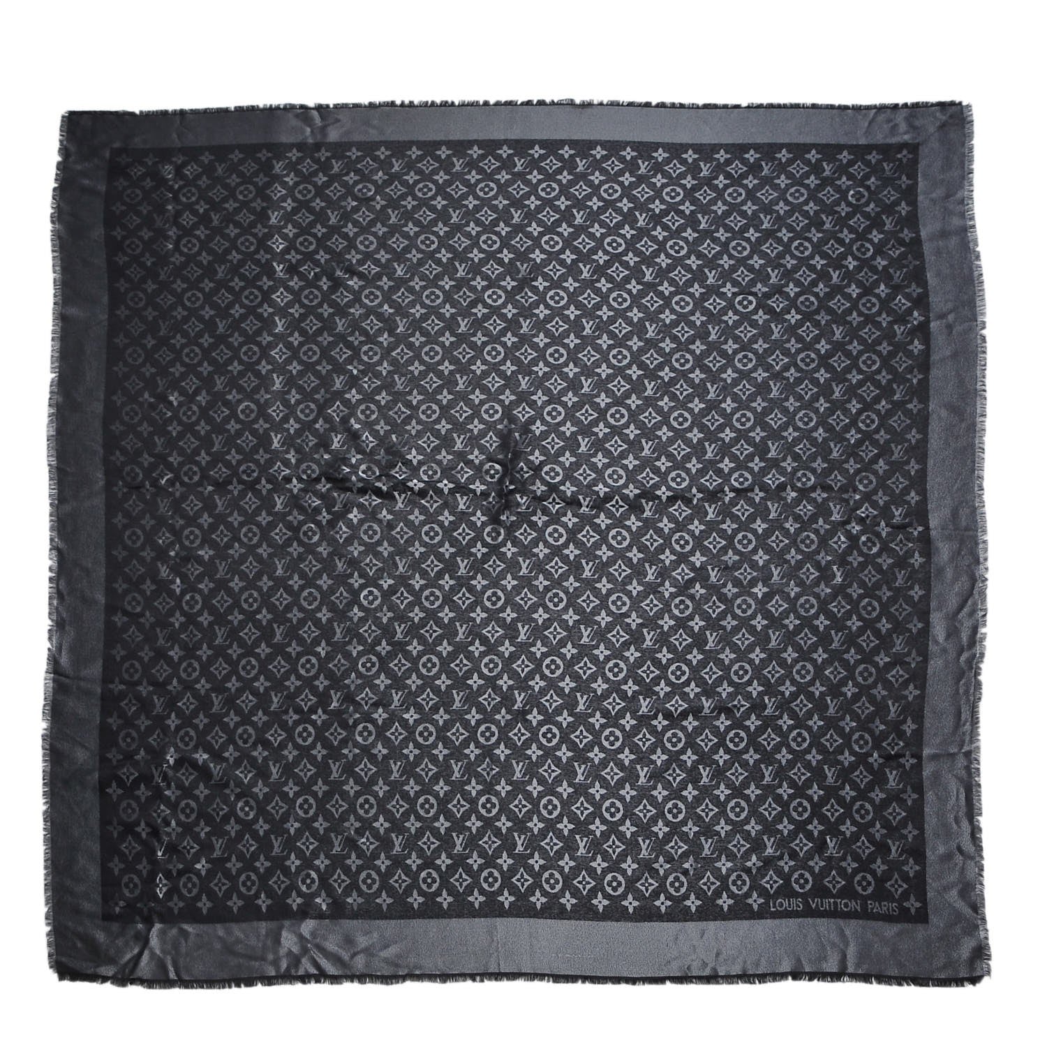 Louis Vuitton Silk Lurex Wool Monogram Shine Shawl Black 1 of 4
