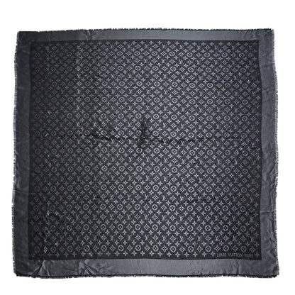 Louis Vuitton Silk Lurex Wool Monogram Shine Shawl Black 1 of 4