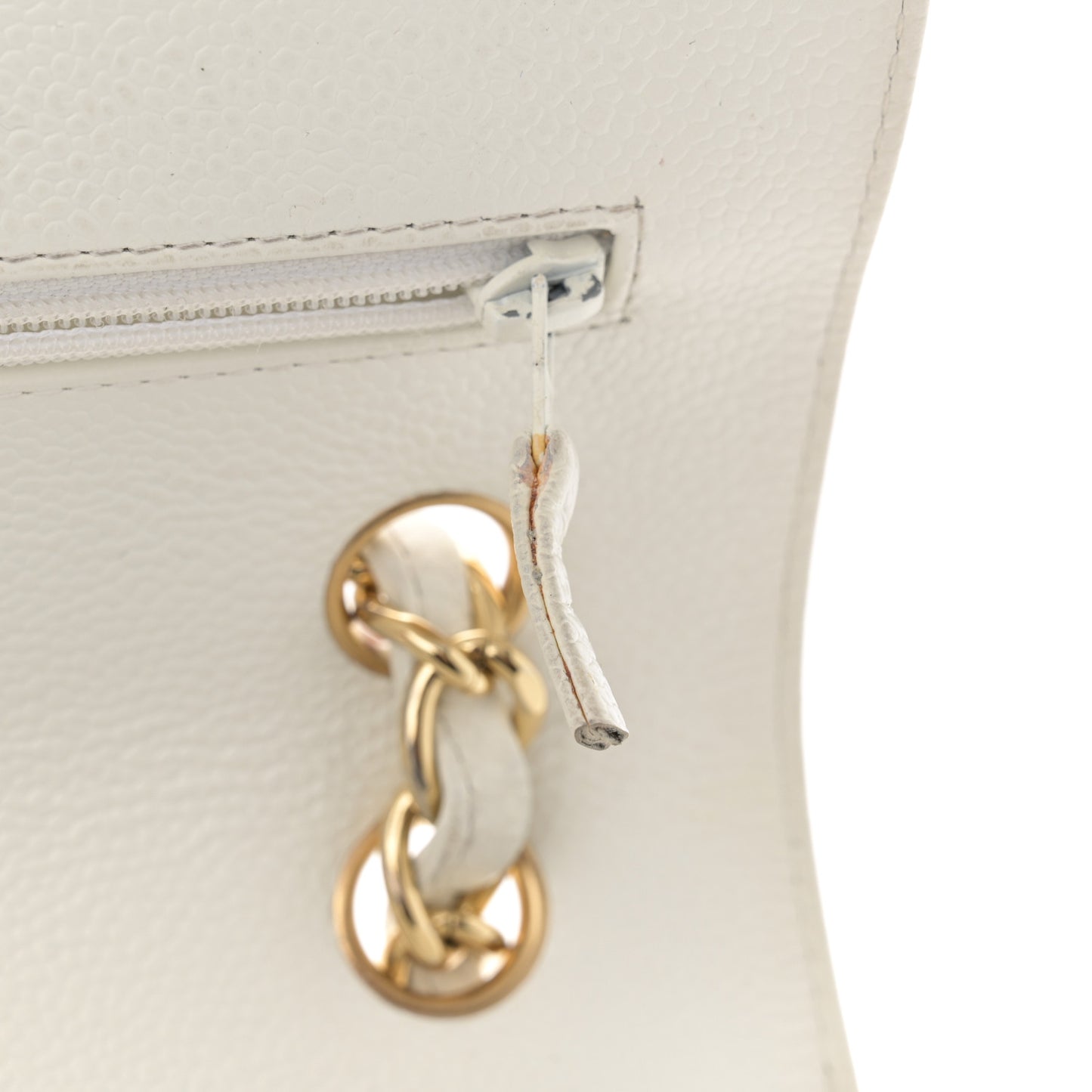 Caviar Quilted Jumbo Double Flap White