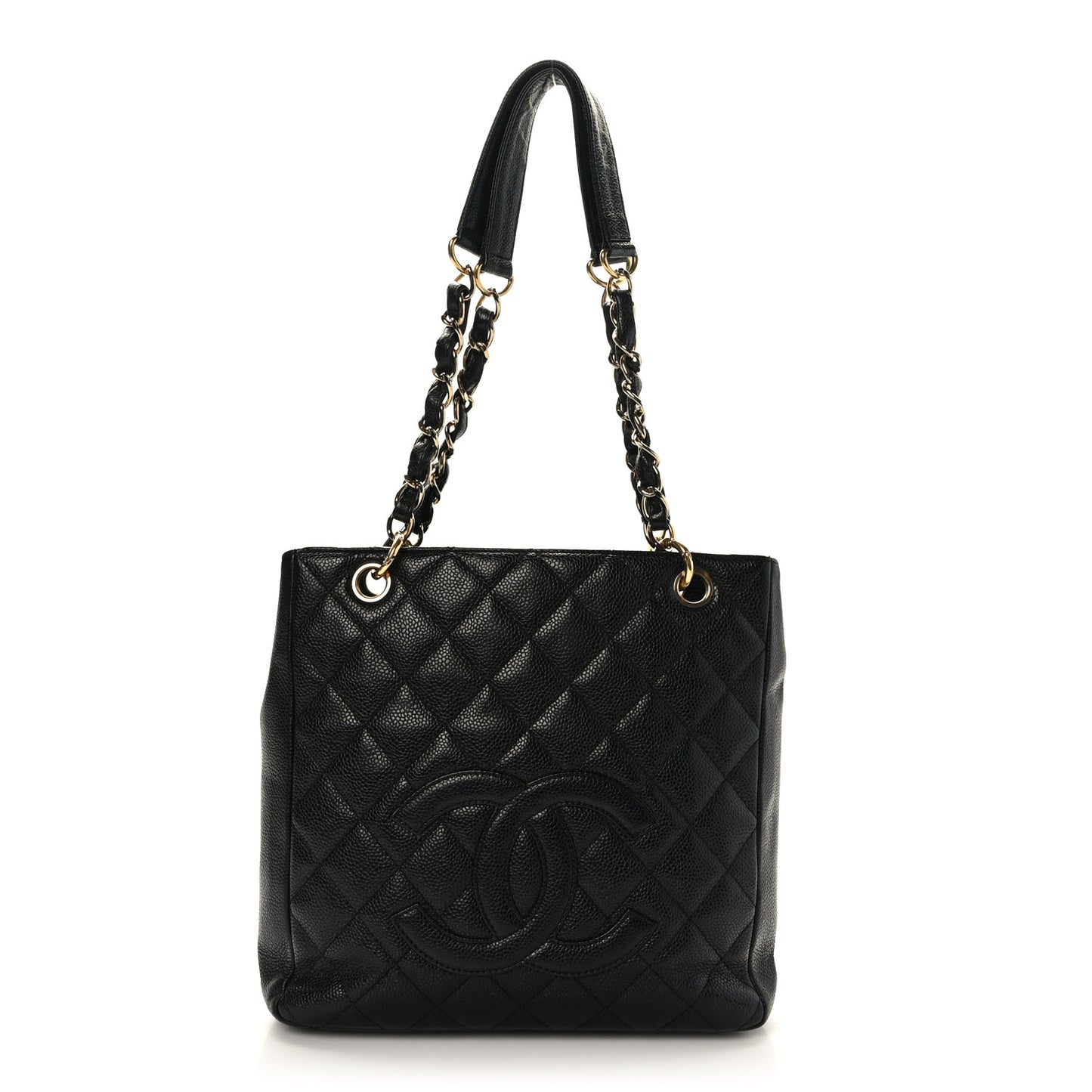 Caviar Quilted Petit Shopping Tote PST Black