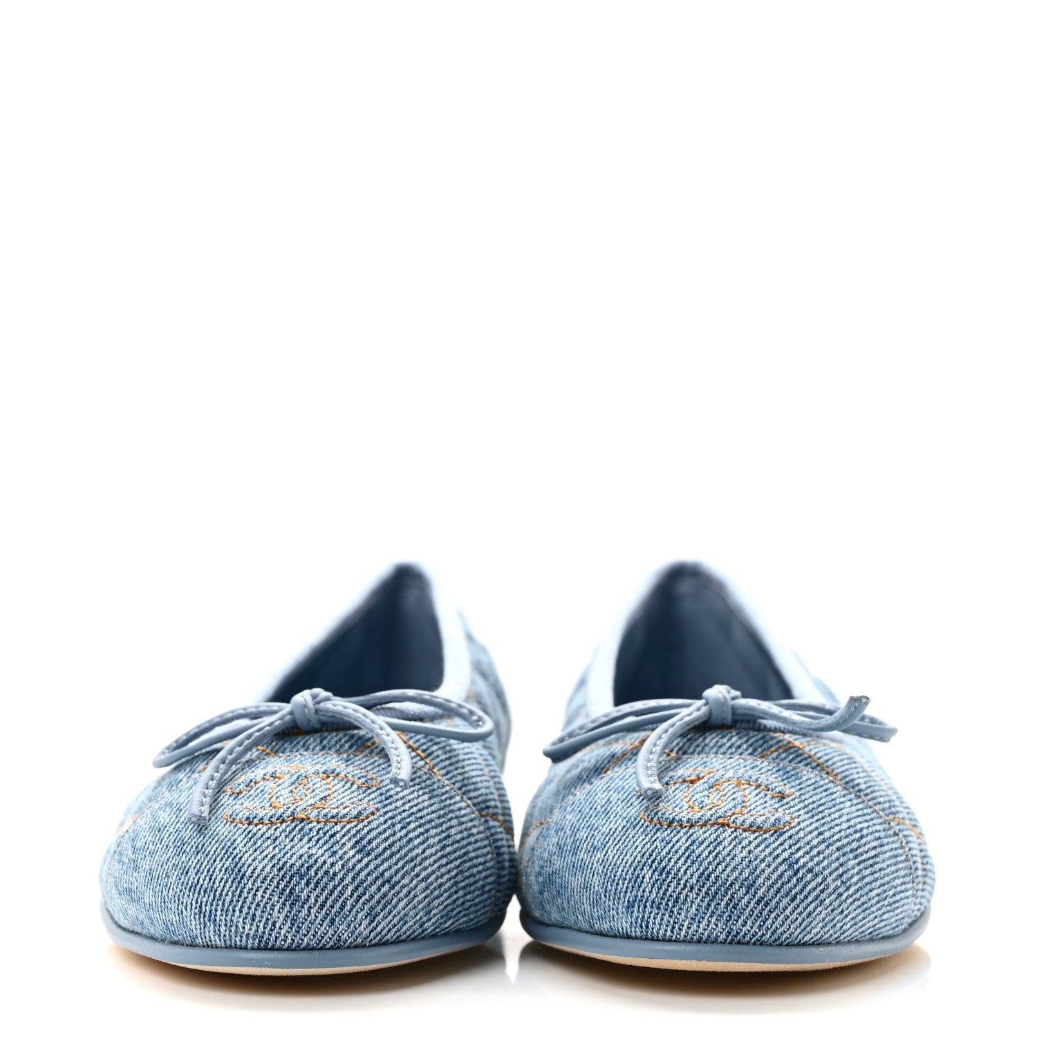 Chanel Denim Quilted CC Cap Toe Ballerina Flats 36 Light Blue 3 of 10