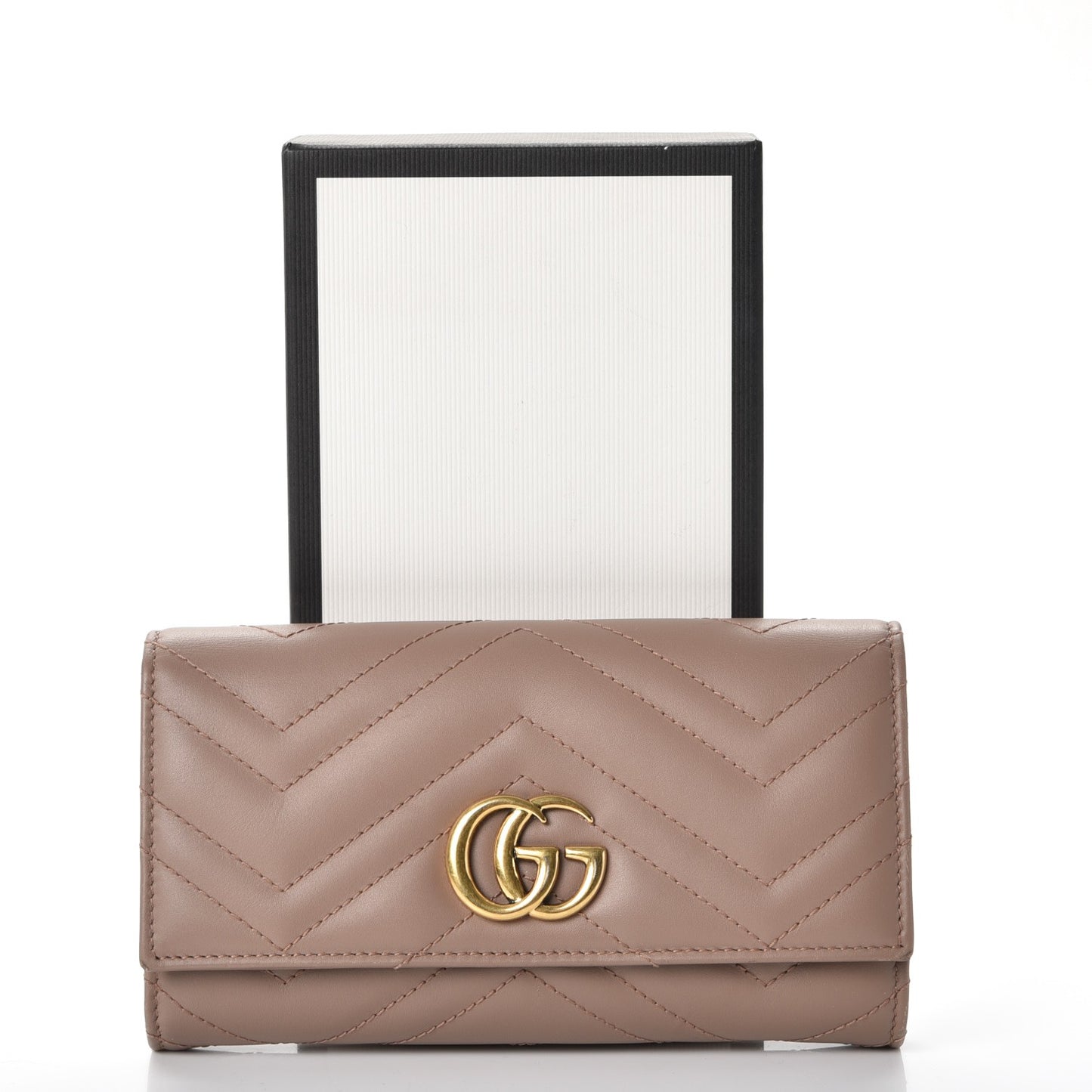 Calfskin Matelasse GG Marmont Continental Wallet Porcelain Rose