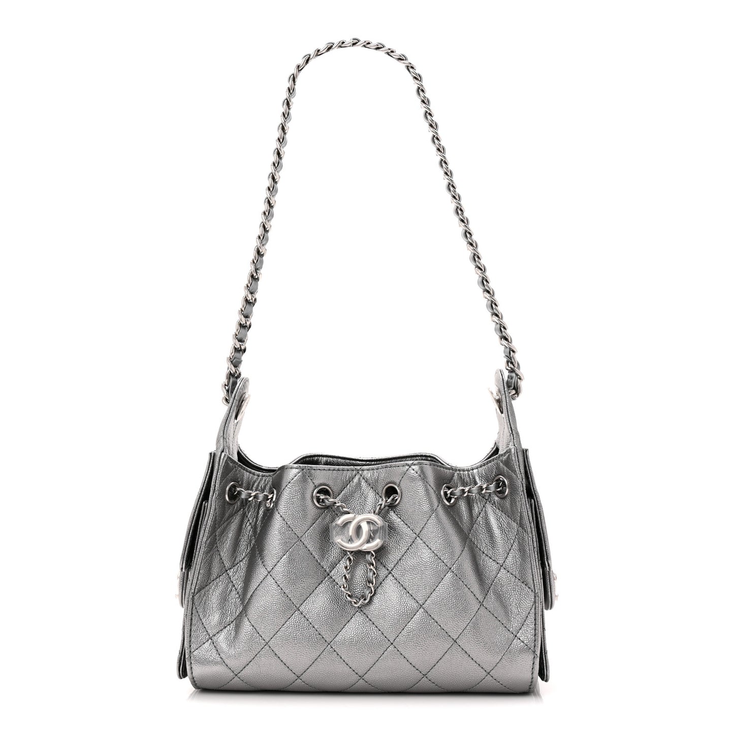 Metallic Caviar Quilted Mini Chanel 25 Handbag Anthracite