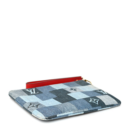 Louis Vuitton Denim Monogram Patchwork City Pouch Blue Rouge 4 of 7