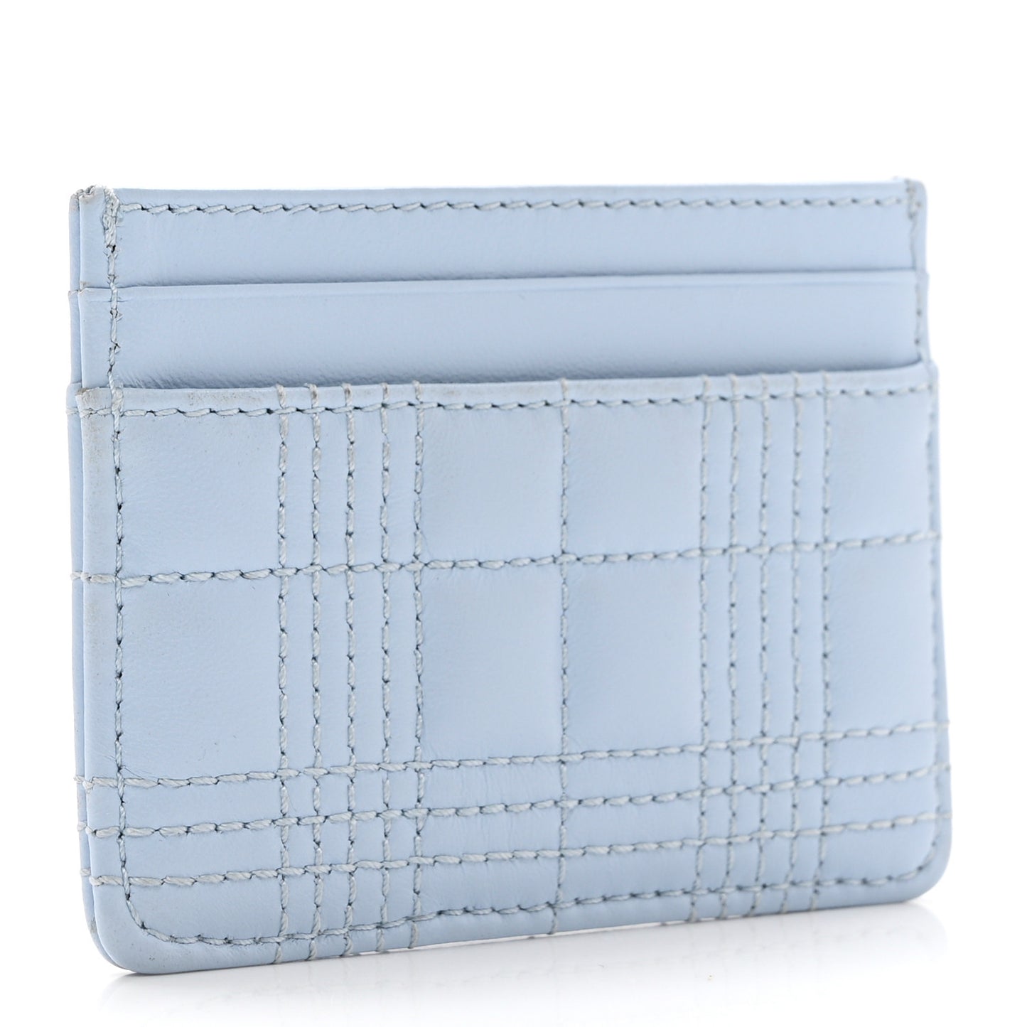 Lambskin Quilted Small Lola Card Holder Pale Blue