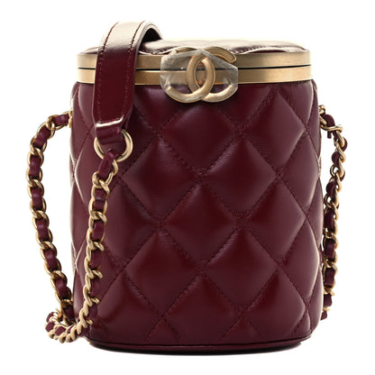 Chanel Lambskin Quilted Mini Crown Box Bag Burgundy 1 of 12
