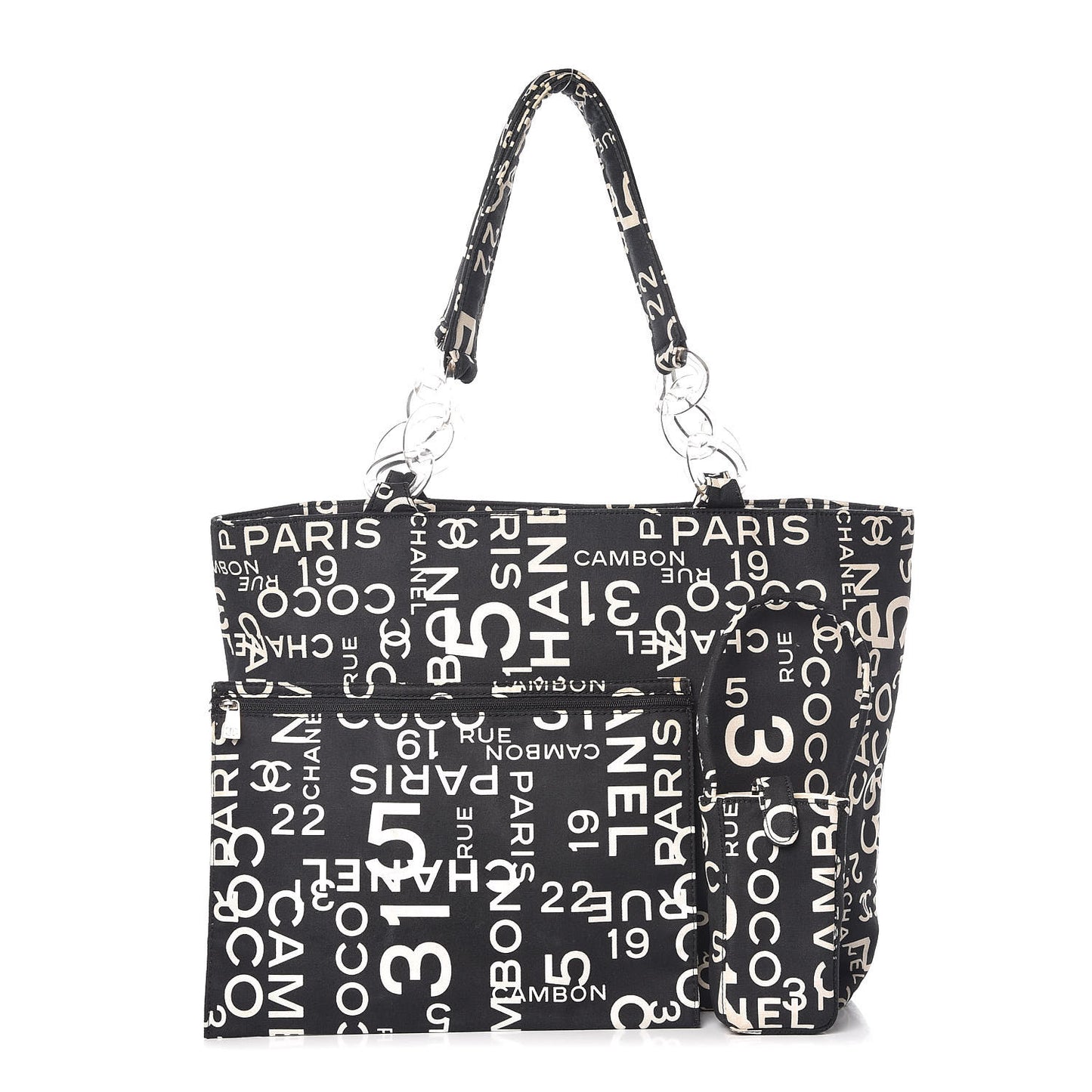 Canvas 31 Rue Cambon Beach Tote Black