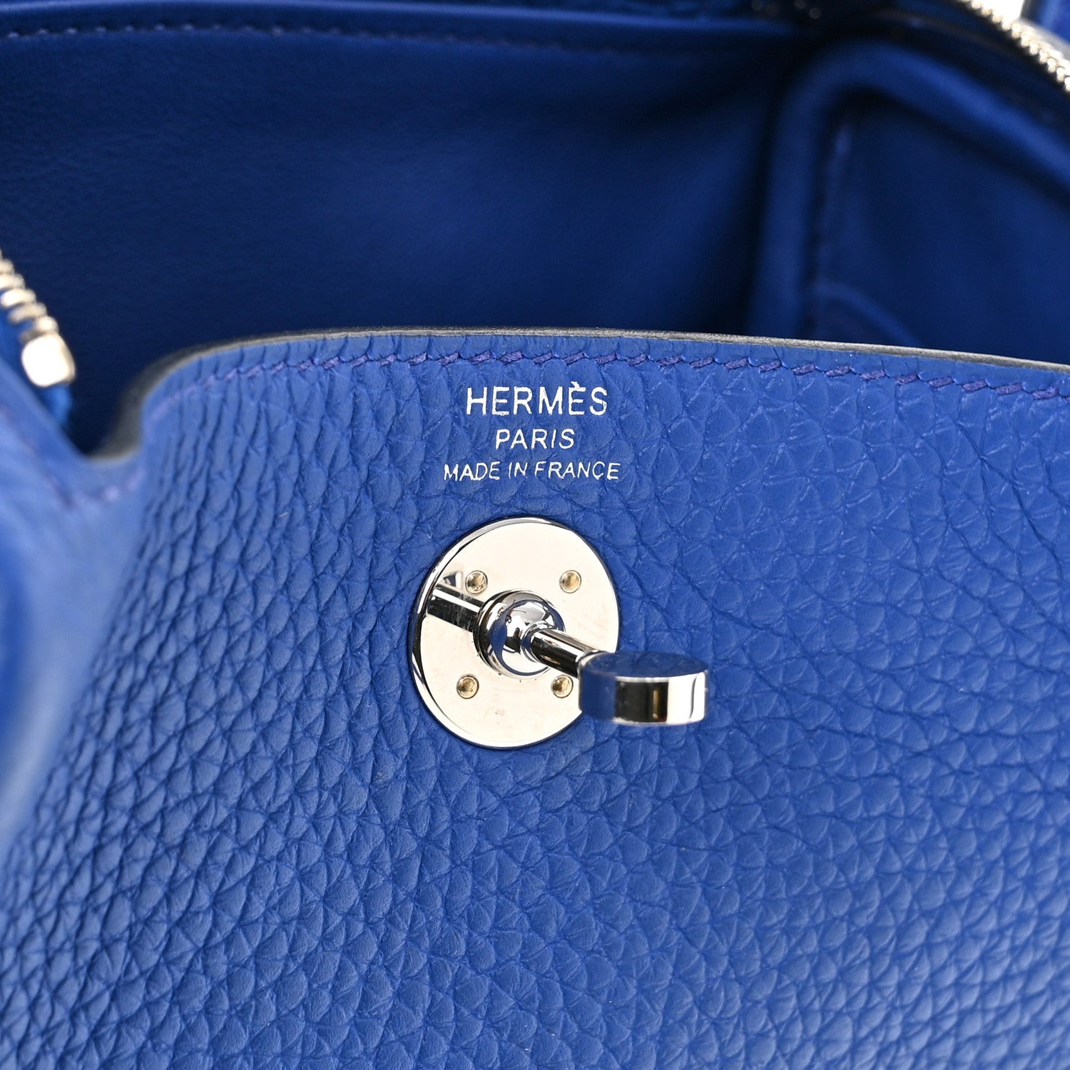 Hermes Taurillon Clemence Mini Lindy 20 Bleu Electrique 6 of 11