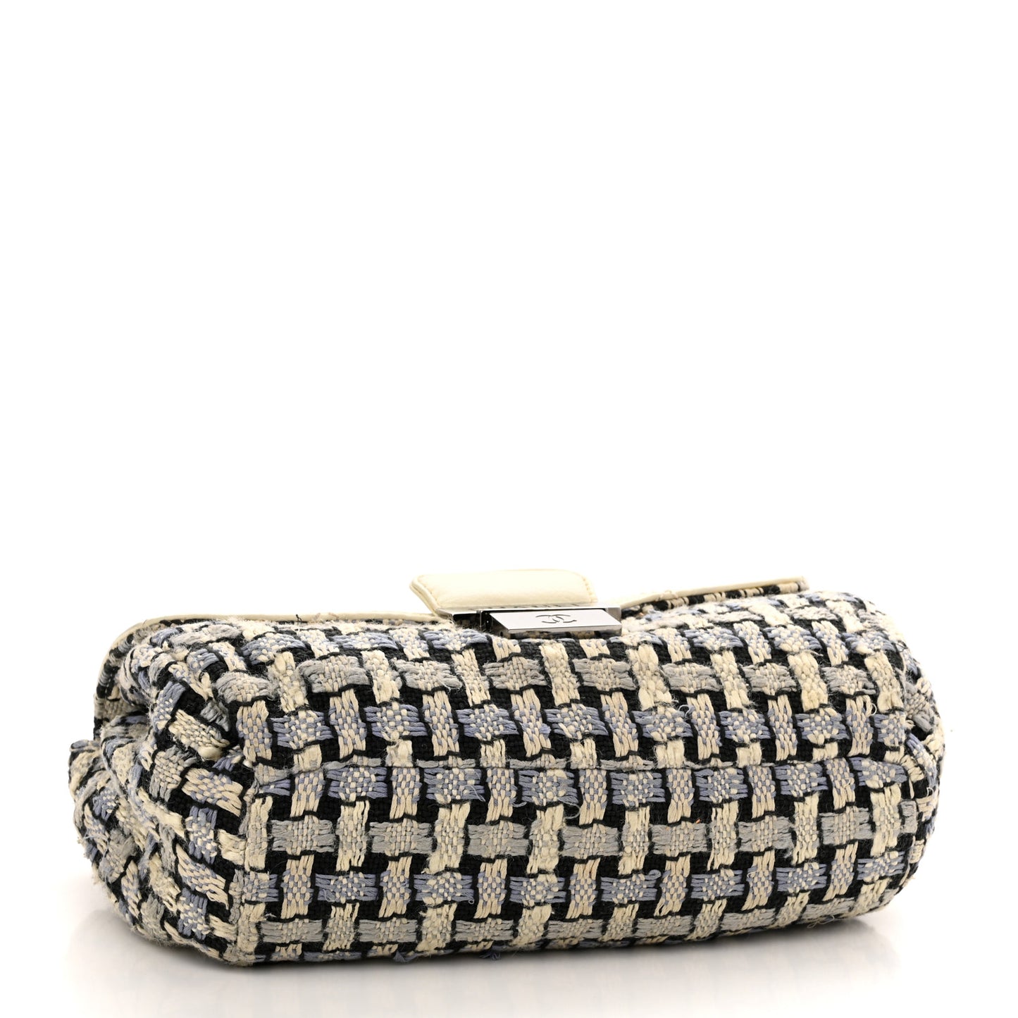 Tweed Calfskin Woven Single Flap Blue