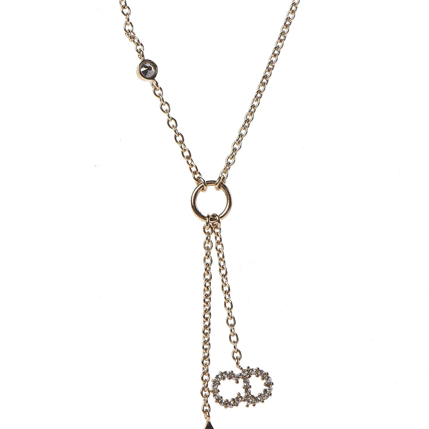 Christian Dior Crystal Pearl Shiny-D Tribal Long Necklace Gold 4 of 6