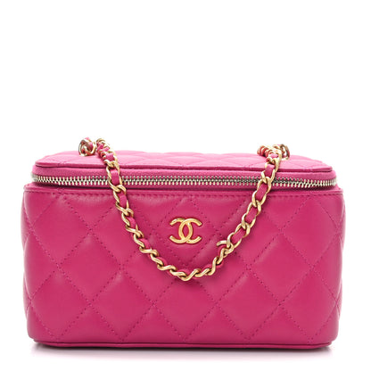 Chanel Lambskin Quilted Small Pearl Crush Vanity Case With Chain Fuchsia 1 of 9