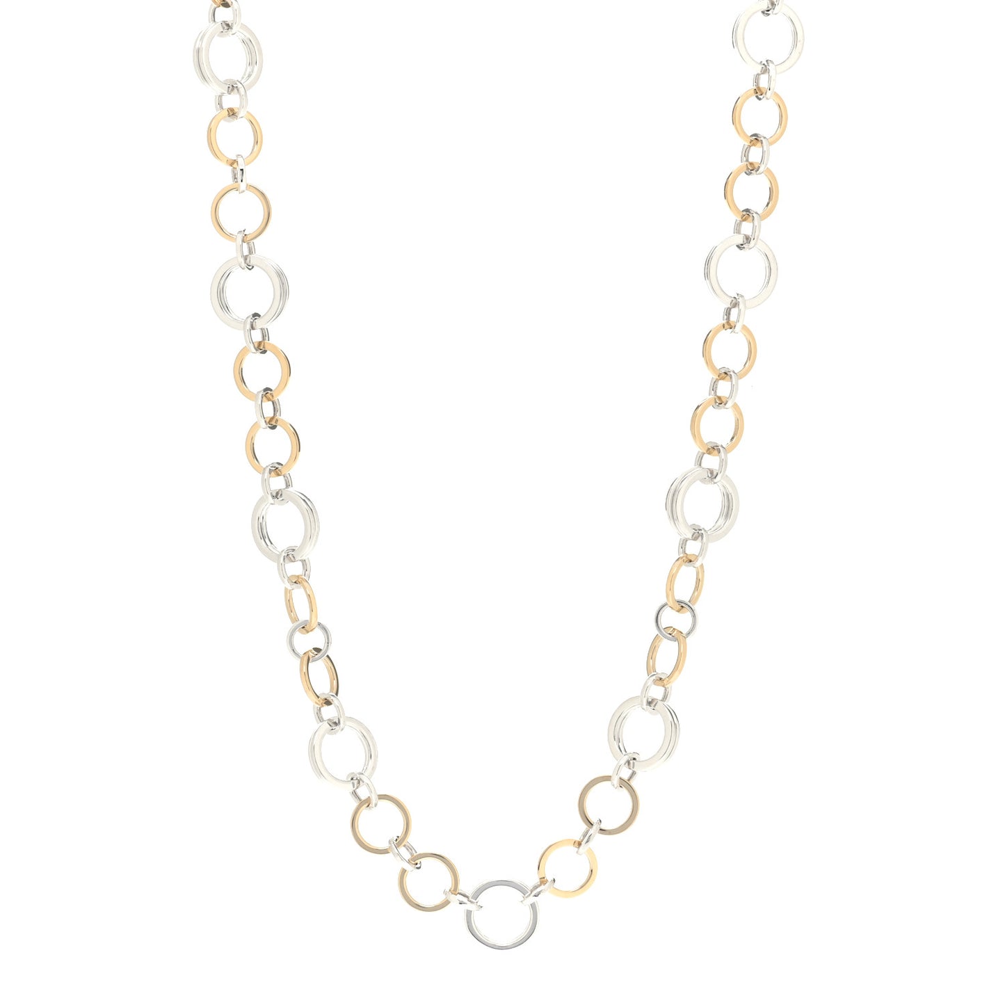 Sterling Silver 18K Yellow Gold Interlocking Circles Link Necklace