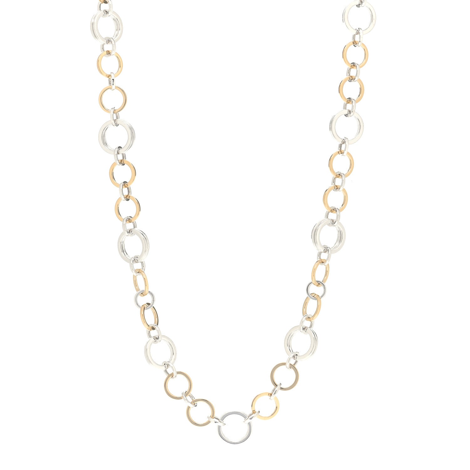 Tiffany Sterling Silver 18K Yellow Gold Interlocking Circles Link Necklace 1 of 4