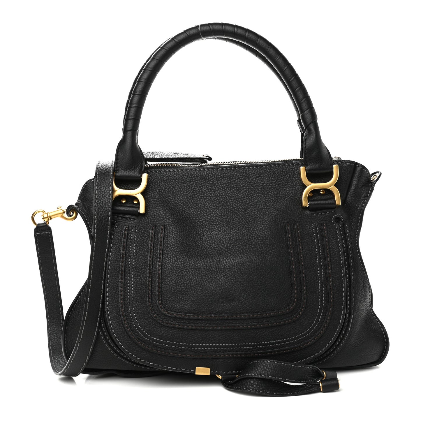 Calfskin Medium Marcie Satchel Black