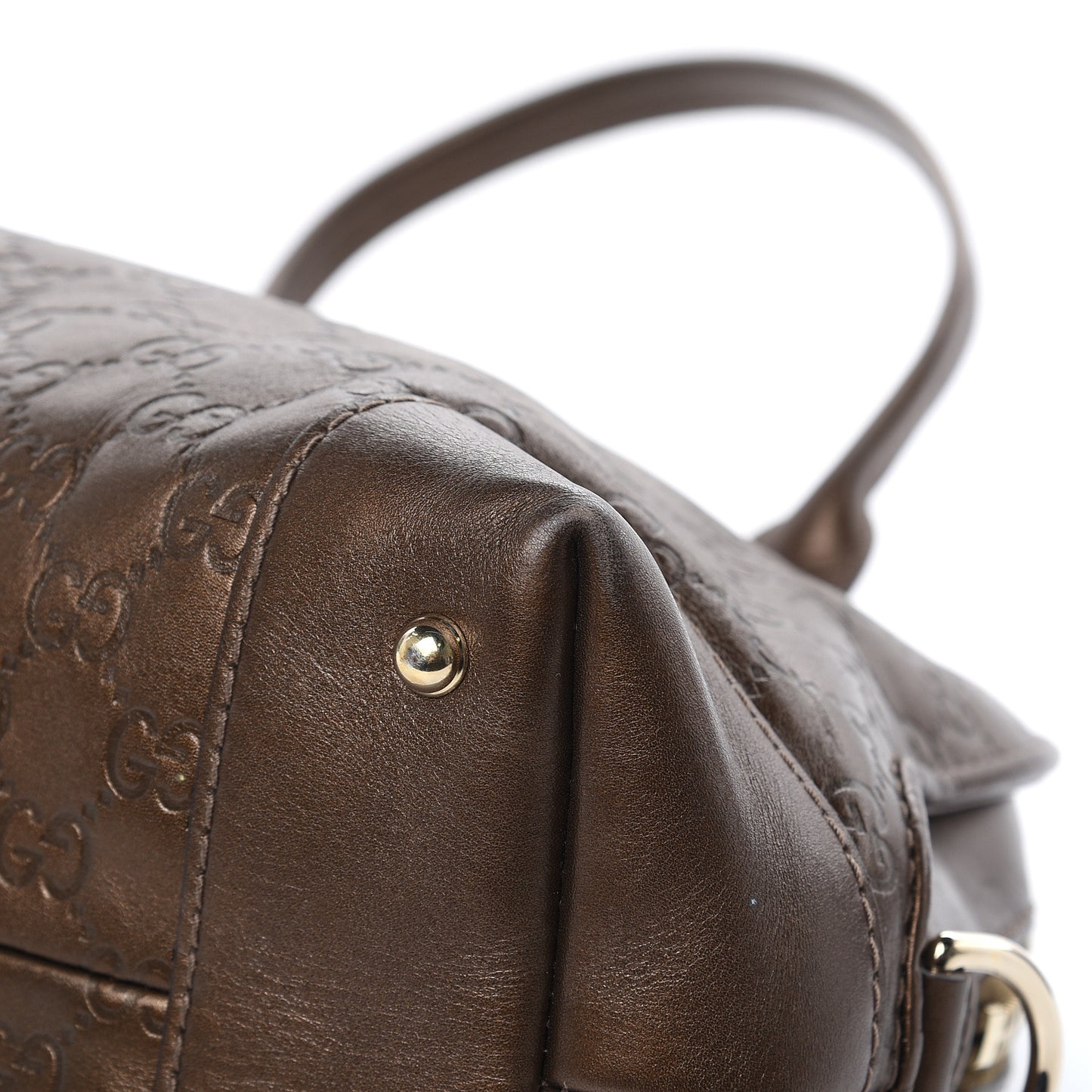 Metallic Guccissima Heart Bit Charm Dome Satchel Bronze