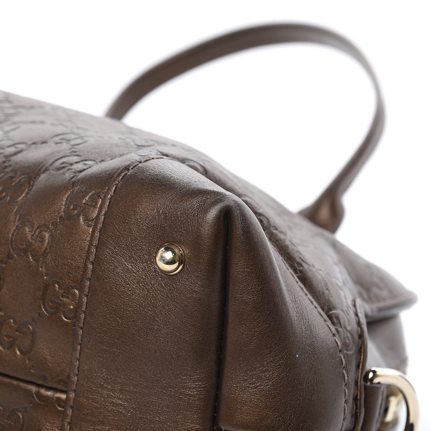 Gucci Metallic Guccissima Heart Bit Charm Dome Satchel Bronze 9 of 22
