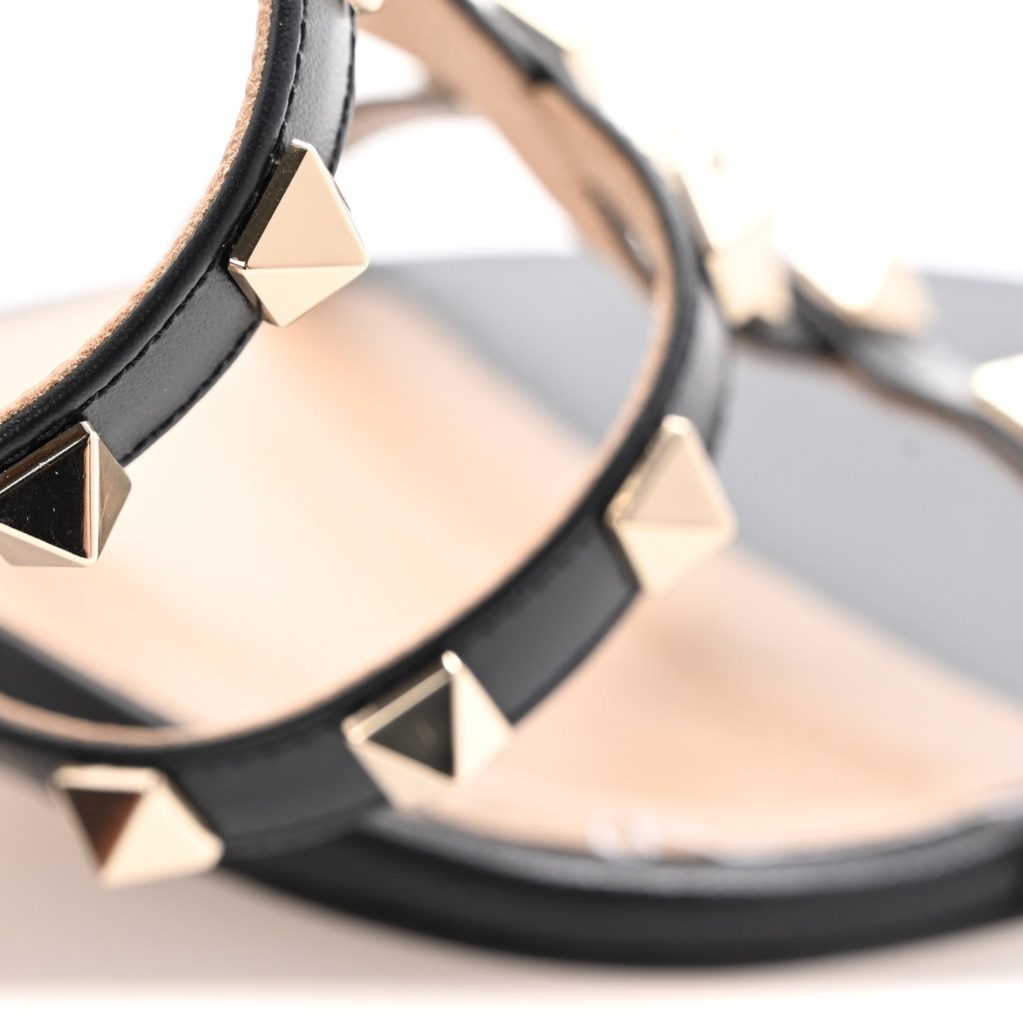 Calfskin Rockstud 60mm Caged Slide Sandals 39 Black