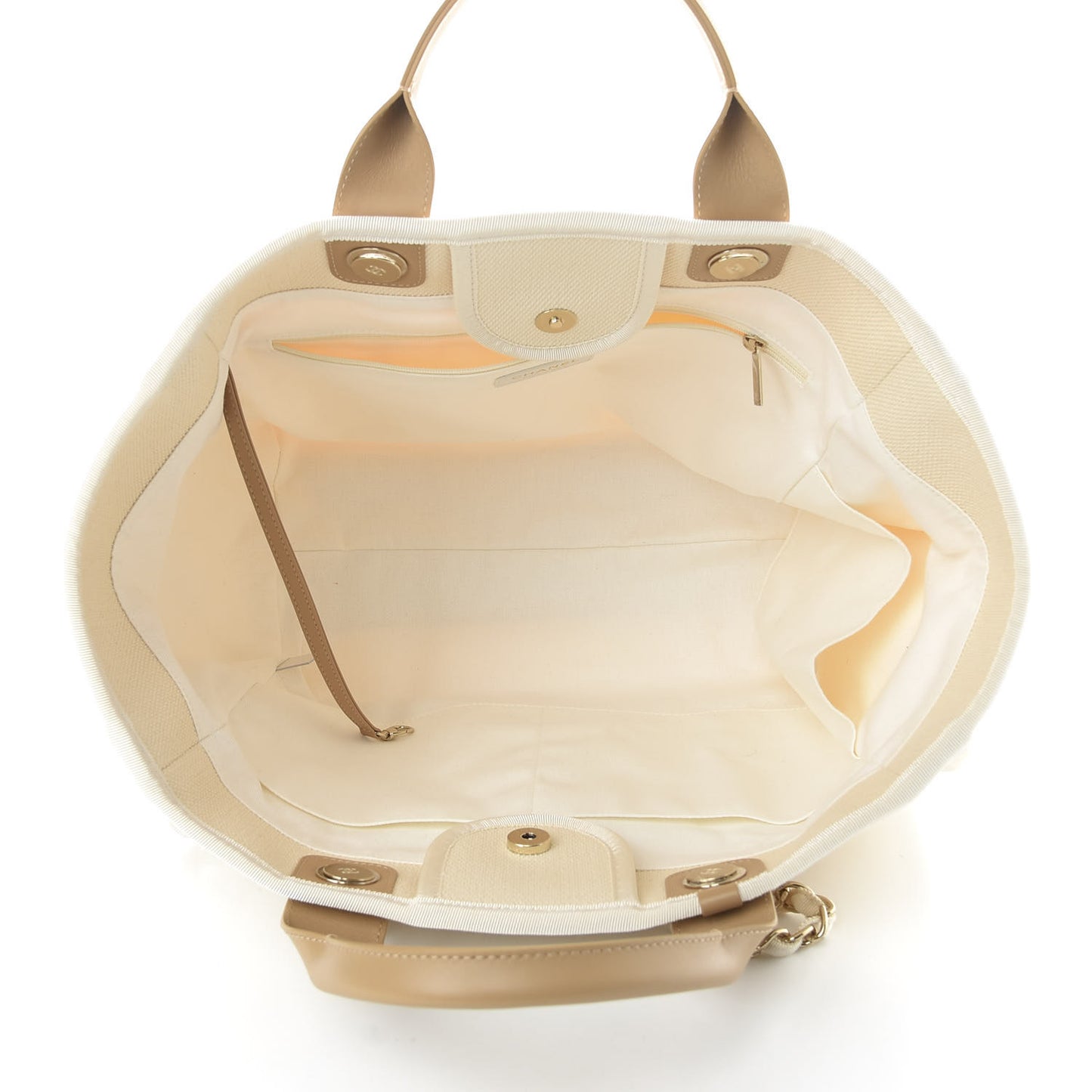 Canvas Pearl Medium Deauville Tote Ecru Beige