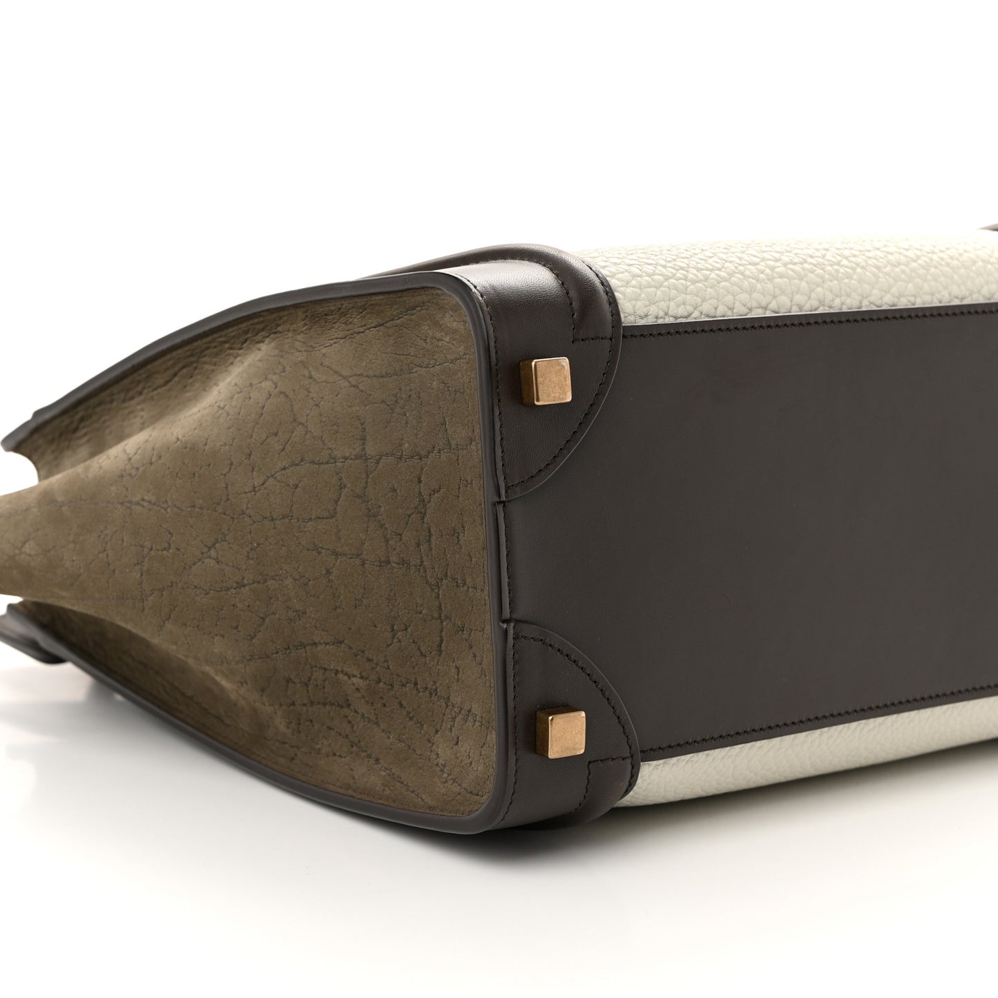 Bullhide Calfskin Nubuck Micro Tri-Color Luggage White Khaki