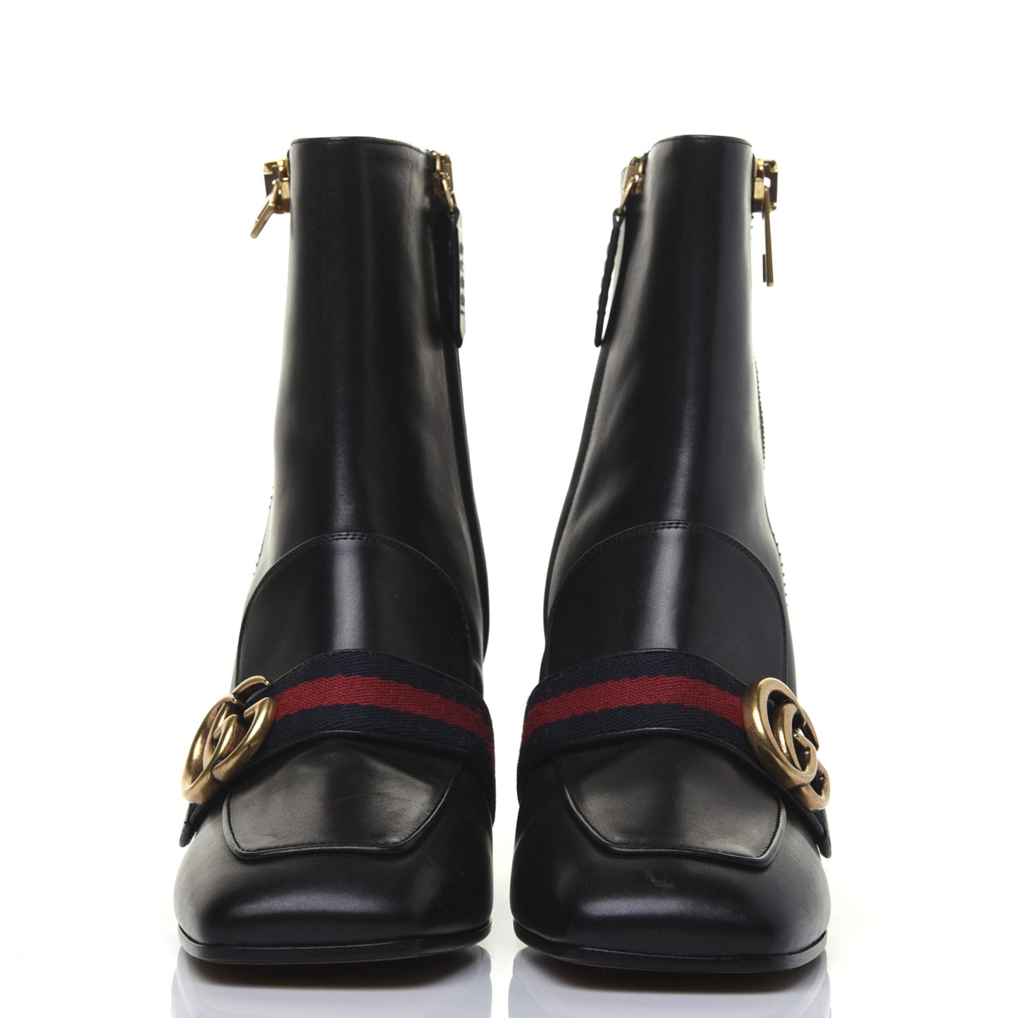 Betis Glamour Calfskin Web Pearl Embellished Peyton 75mm Ankle Boots 37 Black