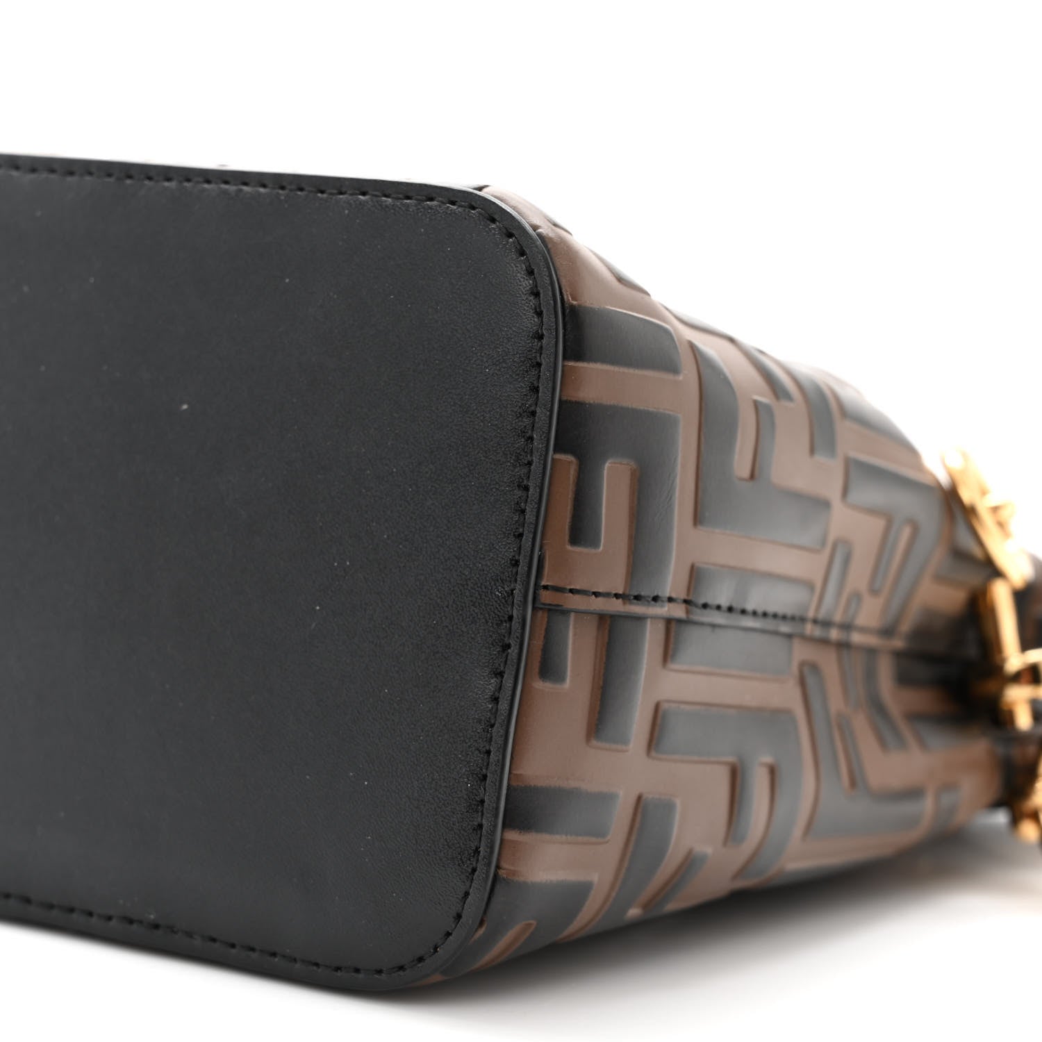 Fendi Vitello Liberty F is Fendi Bi-Color FF 1974 Embossed Mini Mon Tresor Bucket Bag Maya Black 10 of 10
