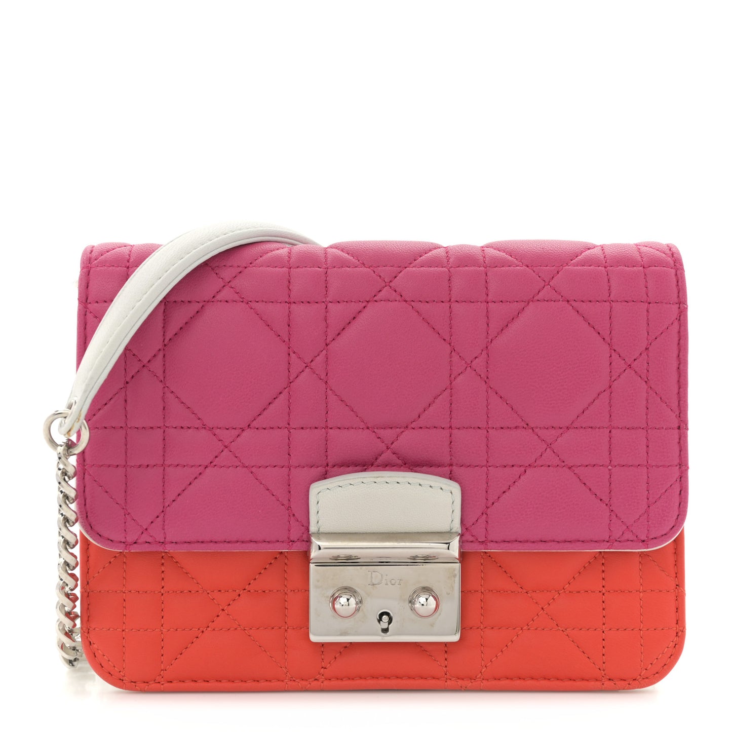 Lambskin Cannage Tri-Color Mini Miss Dior Promenade Pouch Pink Red