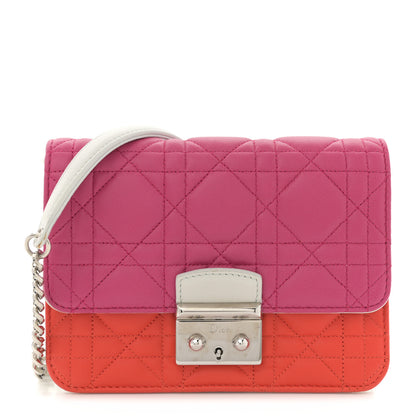 Christian Dior Lambskin Cannage Tri-Color Mini Miss Dior Promenade Pouch Pink Red 1 of 14