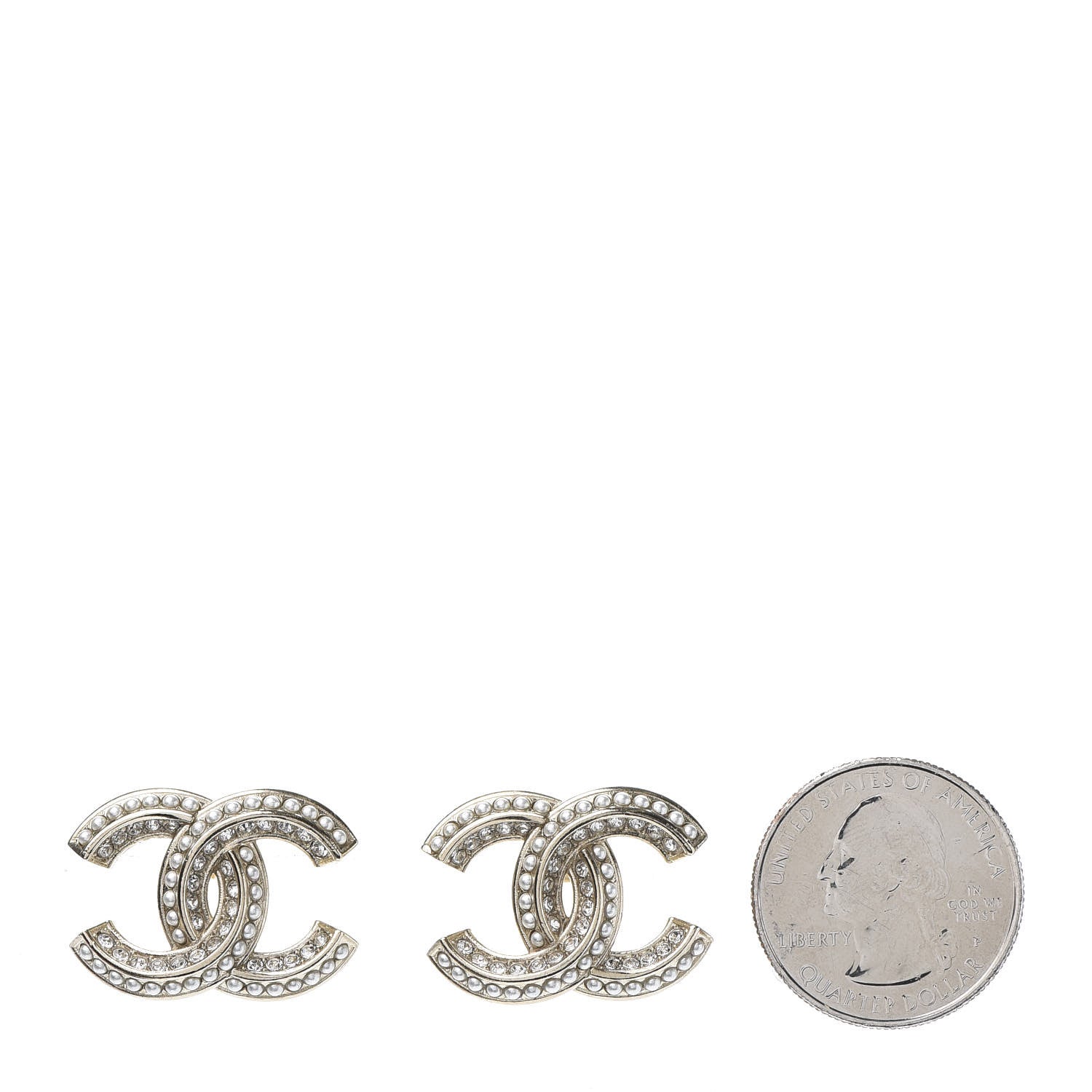 Chanel Crystal Pearl Chain Mania CC Earrings Gold 2 of 5