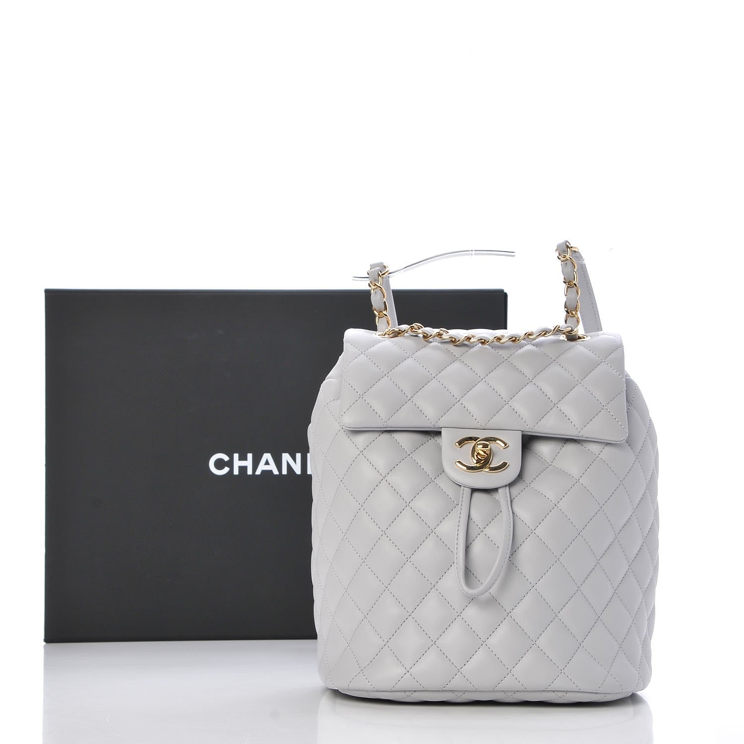 Chanel Calfskin Quilted Small Urban Spirit Backpack Light Grey 8 of 8
