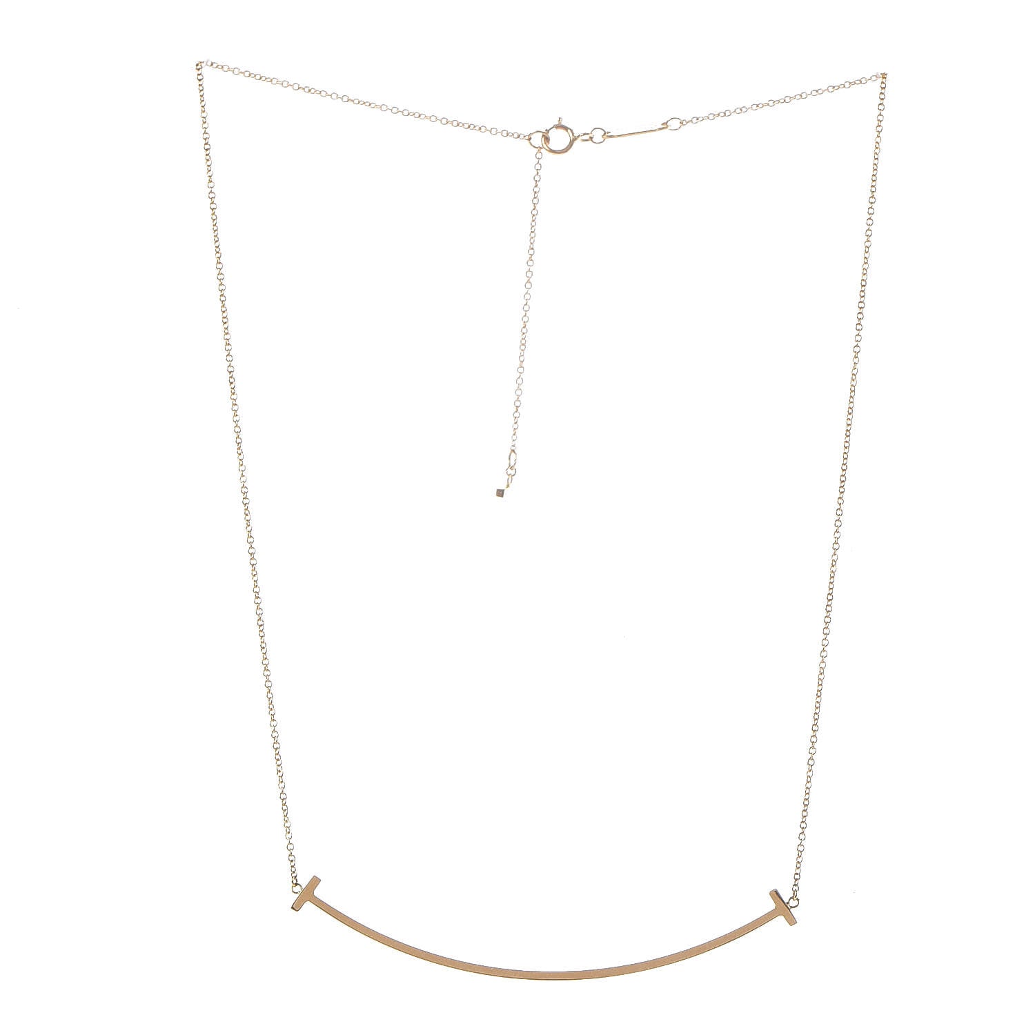 Tiffany 18K Yellow Gold Large T Smile Pendant Necklace 3 of 5