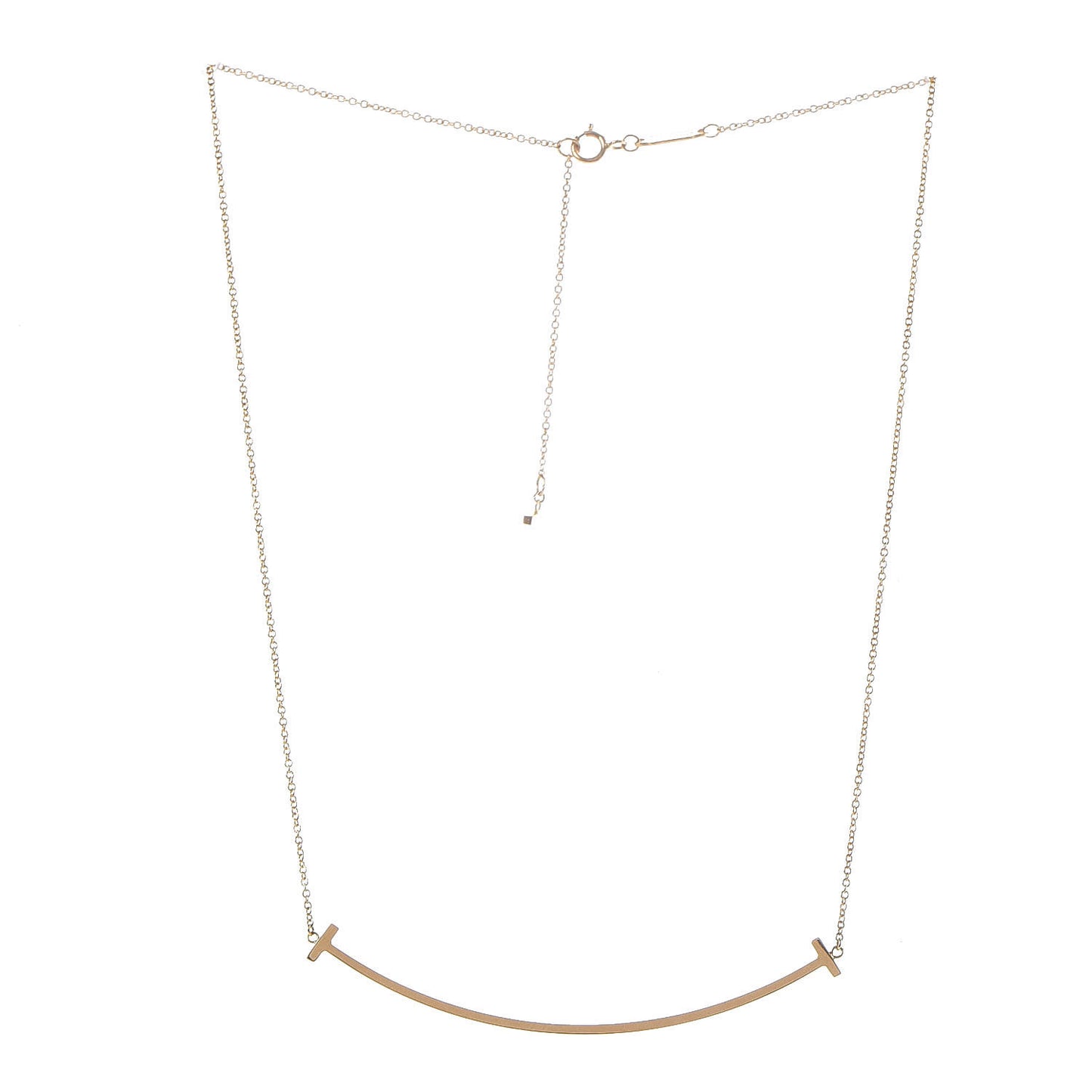18K Yellow Gold Large T Smile Pendant Necklace
