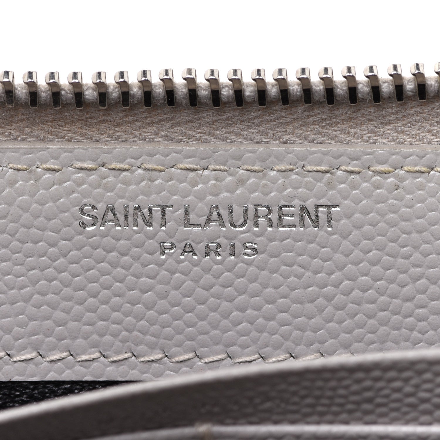 Saint Laurent Grain De Poudre Matelasse Chevron Monogram Zip Around Wallet Granite 6 of 10